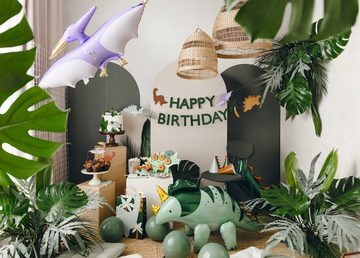 partydeco Tortenstecker, Cake Topper Dinosaurier 8-12cm 6er Set Grün / Braun / Flieder