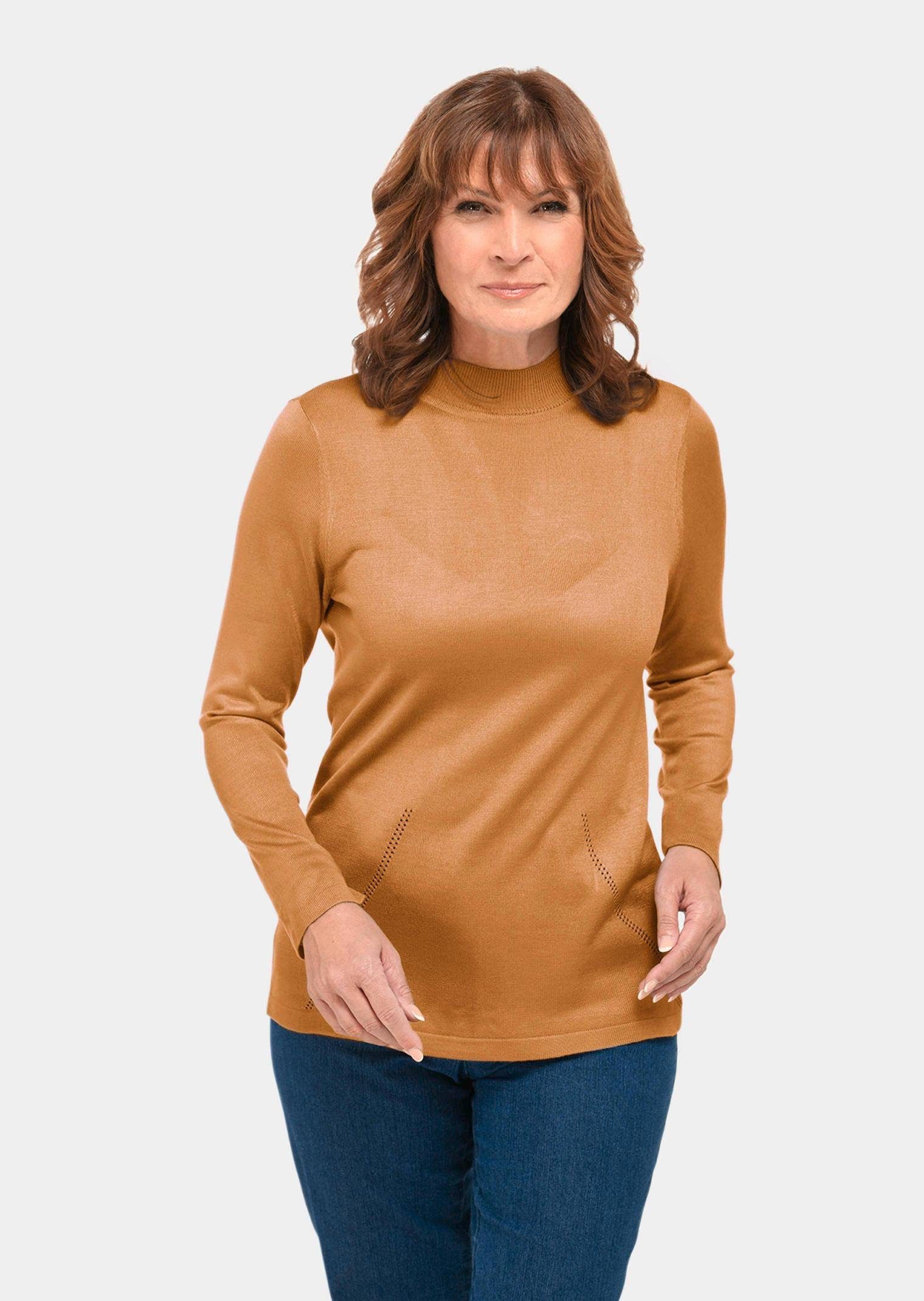 Strickpullover Kurzgröße: Unkomplizierter Stehbundpullover