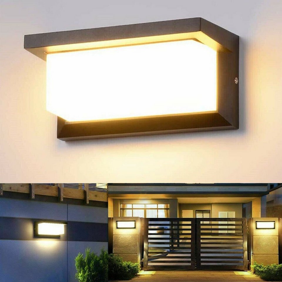 für Balkon, mit oyajia wasserdicht, Flur LED Bewegungsmelder, Garden, IP65 Gartenlampe, Wandlampe Außen-Wandleuchte Aluminium Wandleuchte, 18W