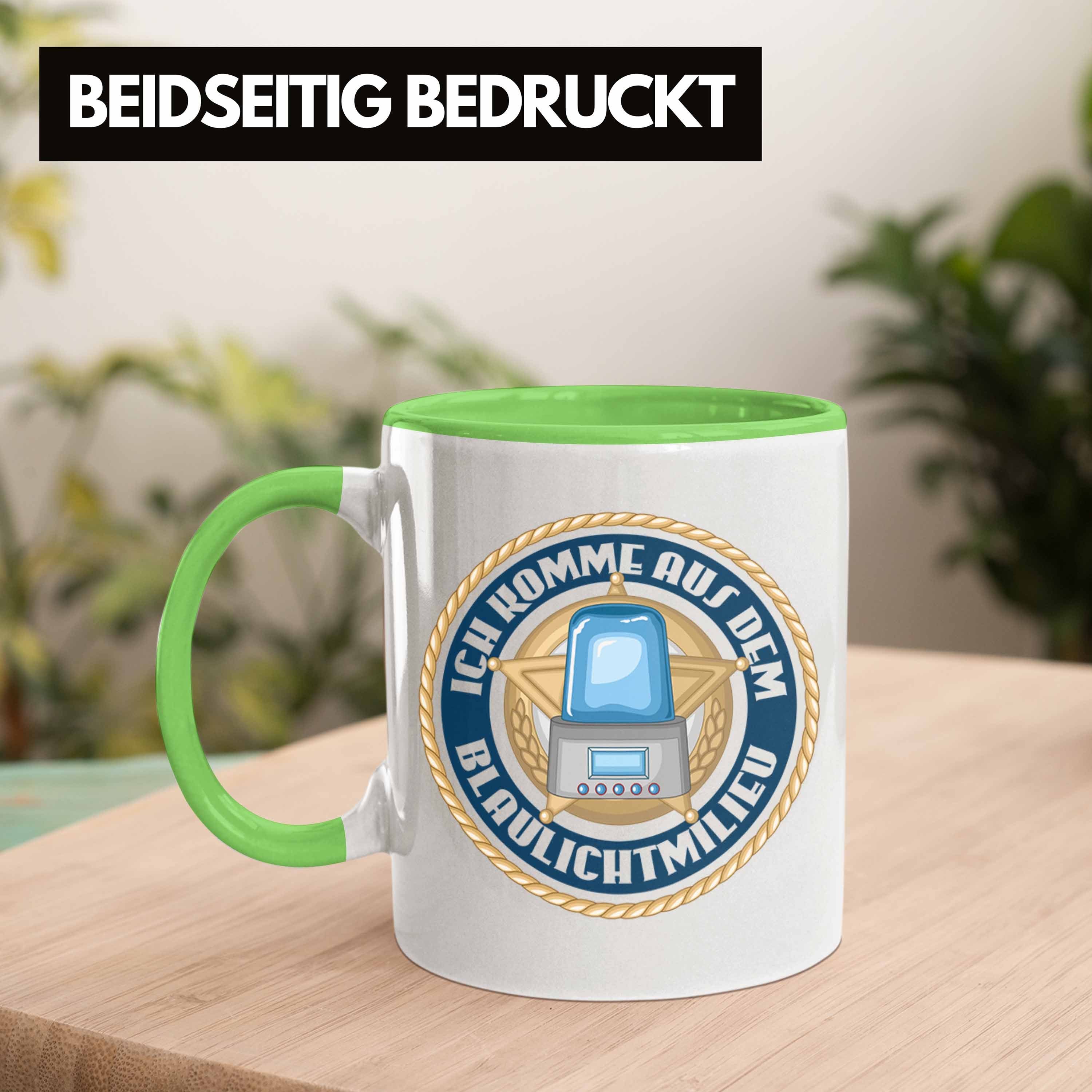 Männer - Grün Polizei Trendation Geschenk mit Polizist Spruch Tasse Blaulichtmilieu Lustig Tasse Geschenke Trendation