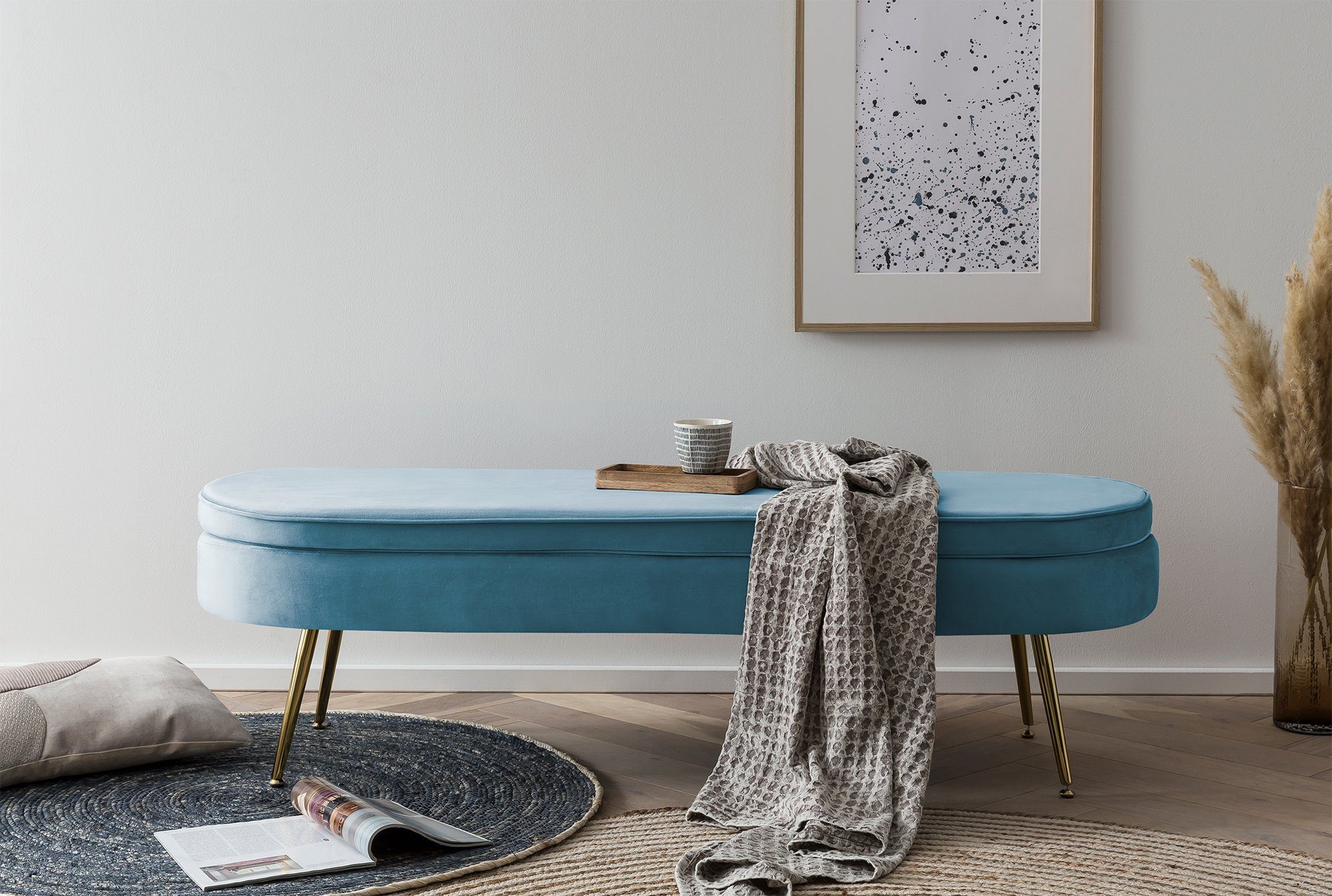 SalesFever Polsterbank Clam Elegante Bank mit Polsterung, Eleganz in Gold: Breite 142cm