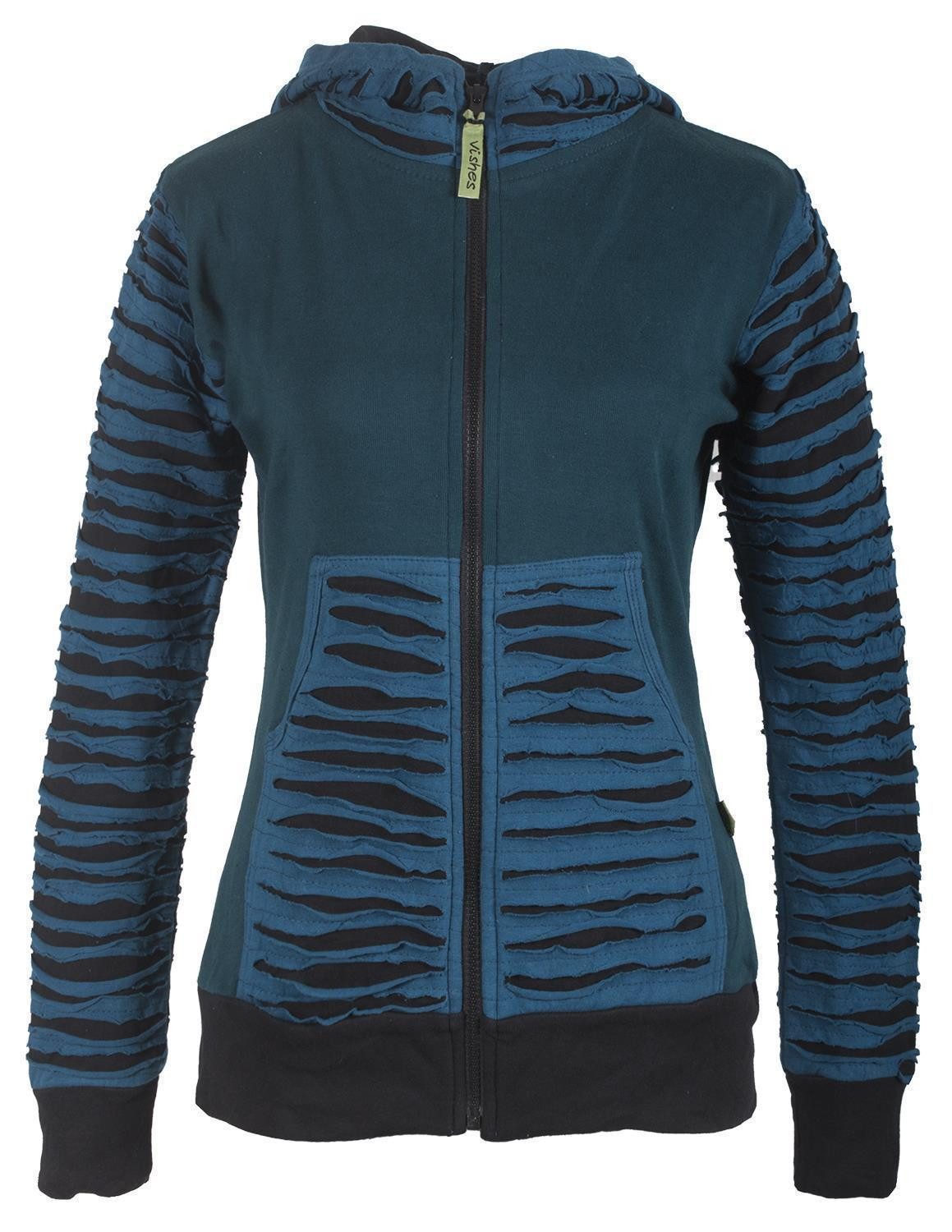 Vishes Kapuzensweatjacke Patchworkjacke Kapuzenjacke Hoodie Cutwork günstig online kaufen
