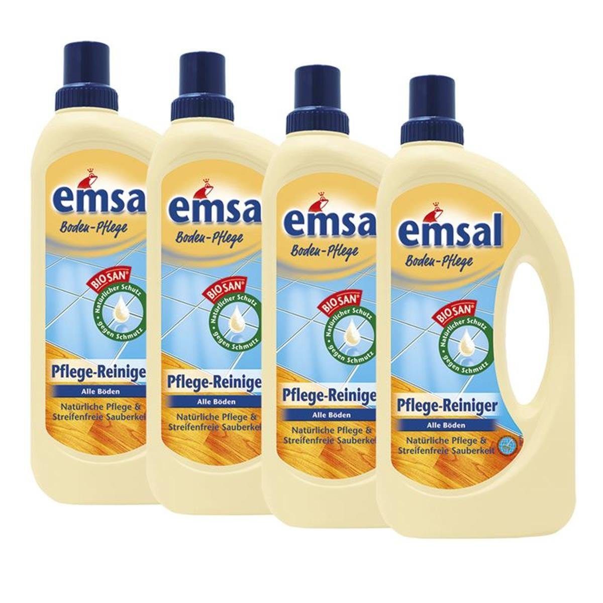 4x emsal Boden-Pflege Pflege Reiniger 1 Liter mit Biosan - Natürliche Fussbodenreiniger