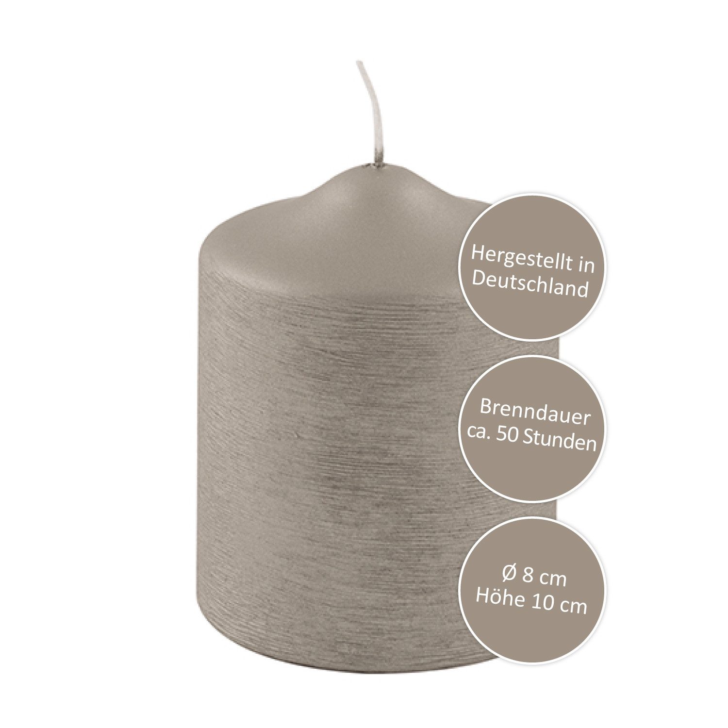 Fink Adventskerze FINK Stumpenkerze Candle - stein - H. 10cm x B. 8cm x D. 8cm (1 Stück)