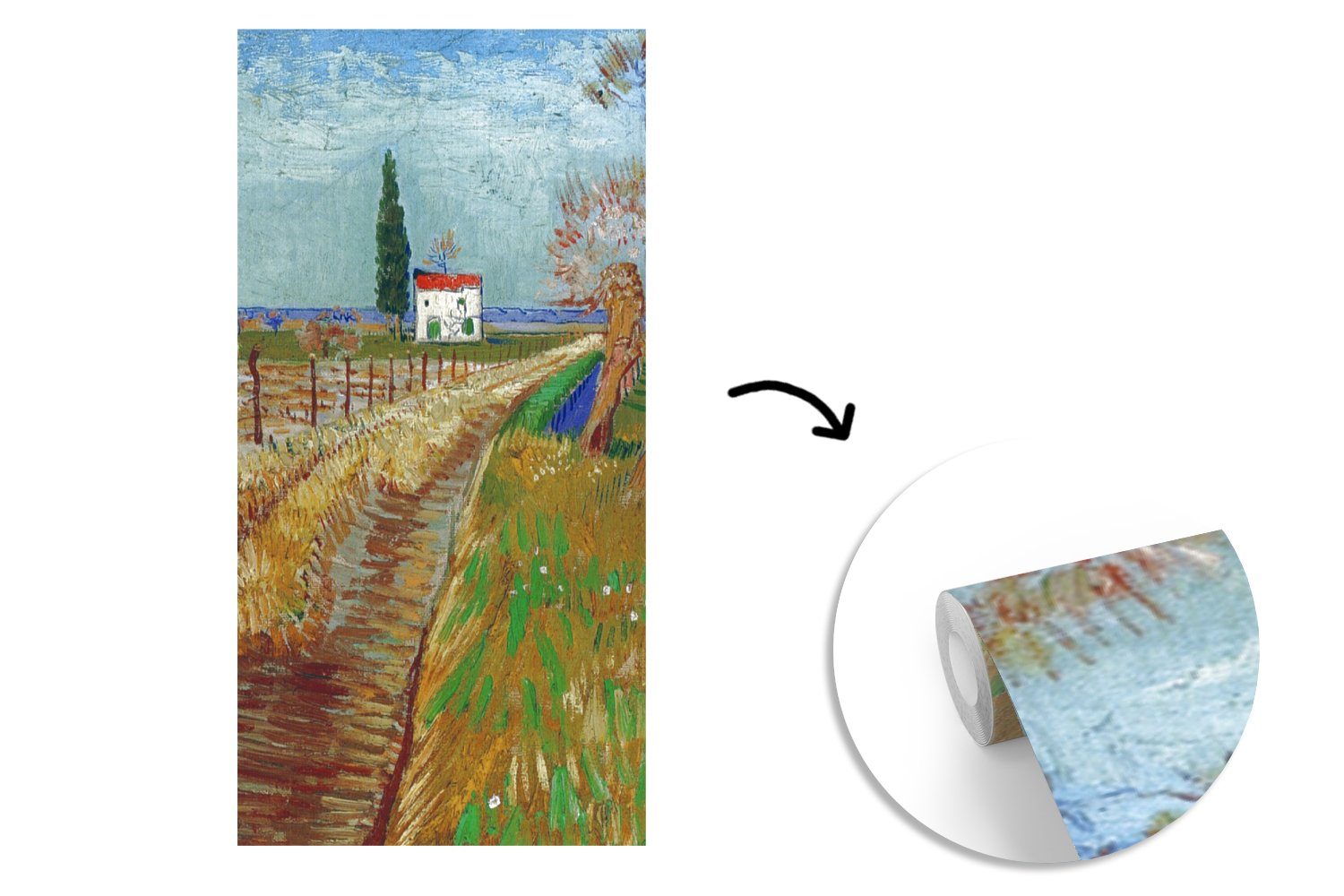 Vliestapete bedruckt, Gogh, Schlafzimmer van Fototapete (2 ein Vincent Weidenfeld Matt, durch Küche, für MuchoWow Wohnzimmer Weg - Fototapete St),