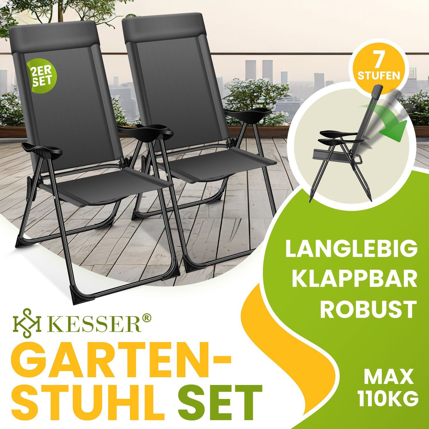 KESSER Gartenstuhl, 2er Set Gartenstuhl Hochlehner günstig online kaufen