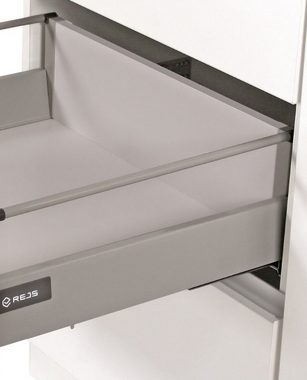 Küchen-Preisbombe Auszugsunterschrank 80 cm Küche Bianca Weiss Hochglanz + Grau Unterschrank mit Schubladen