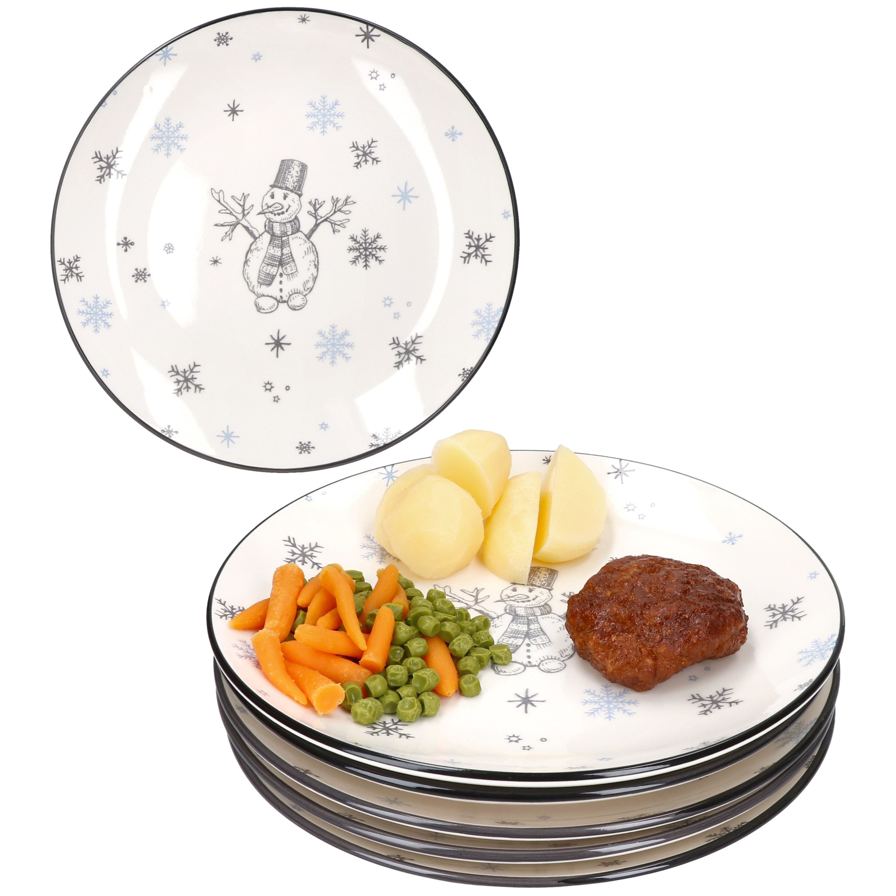 MamboCat Speiseteller 6x Olove Speiseteller Schneemann Steingut Winter Essteller Weihnachten