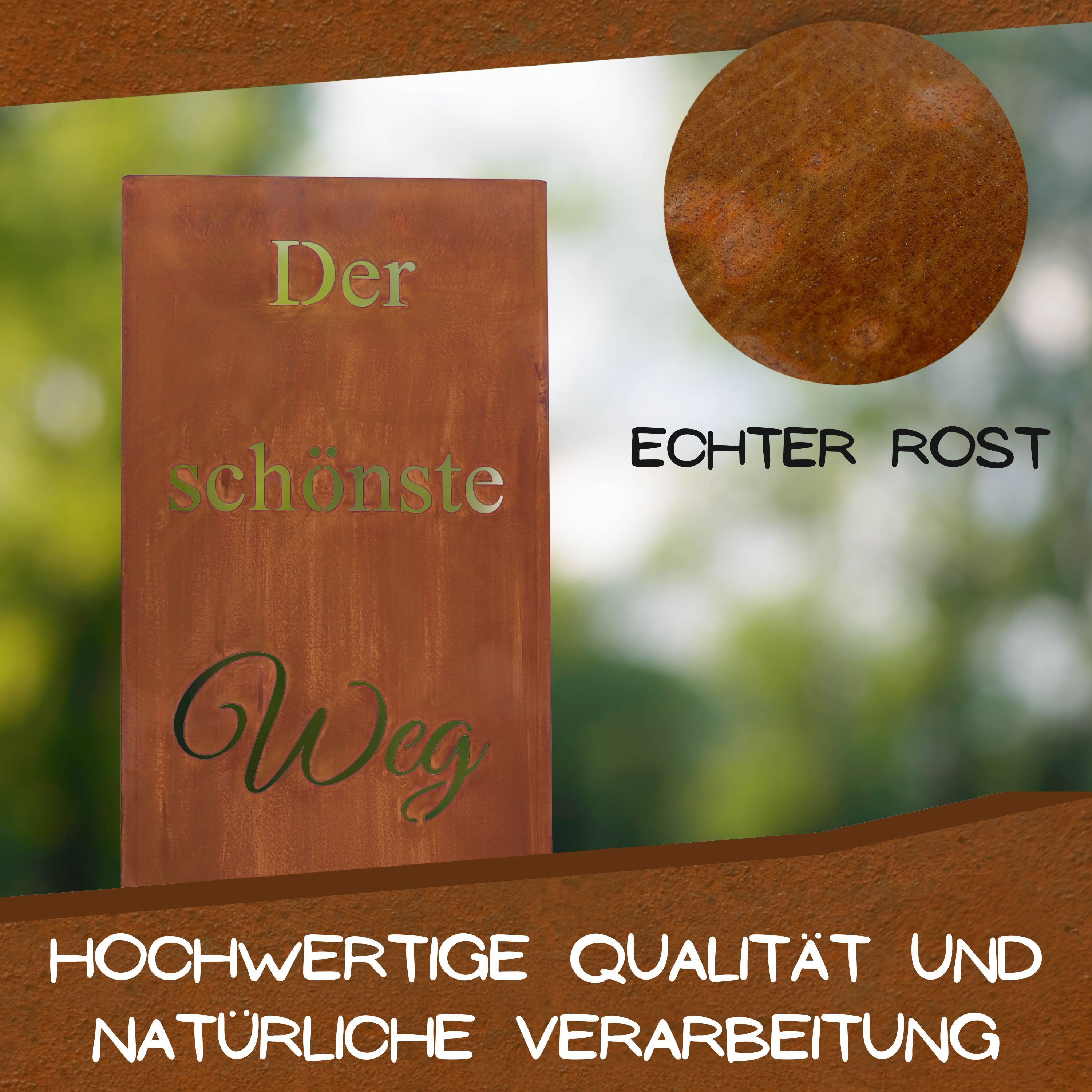 Rostikal Metallschild Gartenschild Hochzeit Edelrost 55 cm – Bodenplatte/Stecker, (1 St), Spruchtafel mit Herzmotiv – wetterfest & pflegefrei, ideal für Eingang