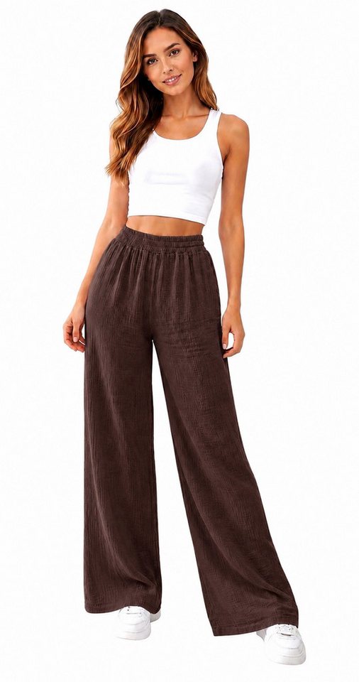 Worldclassca Stoffhose Worldclassca Musselin Stoff Hose Freizeit Sommer Leichte Musselinhose Neue Kollektion - Stilvolle und gemütliche Sommer Mode für Damen