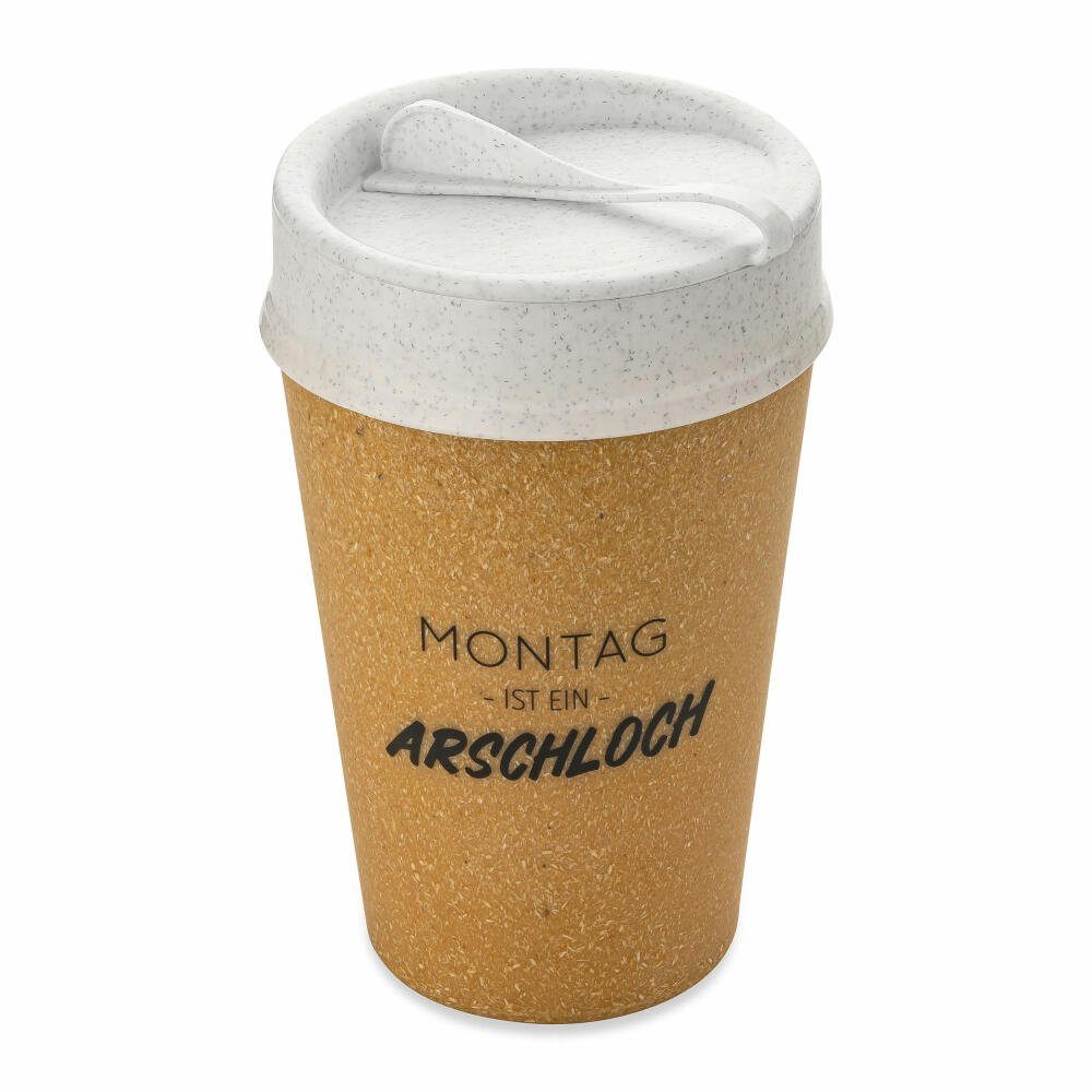 KOZIOL Thermobecher Iso To Go Montag Ist..., 400 ml, Kunststoff-Holz-Mix, doppelwandig