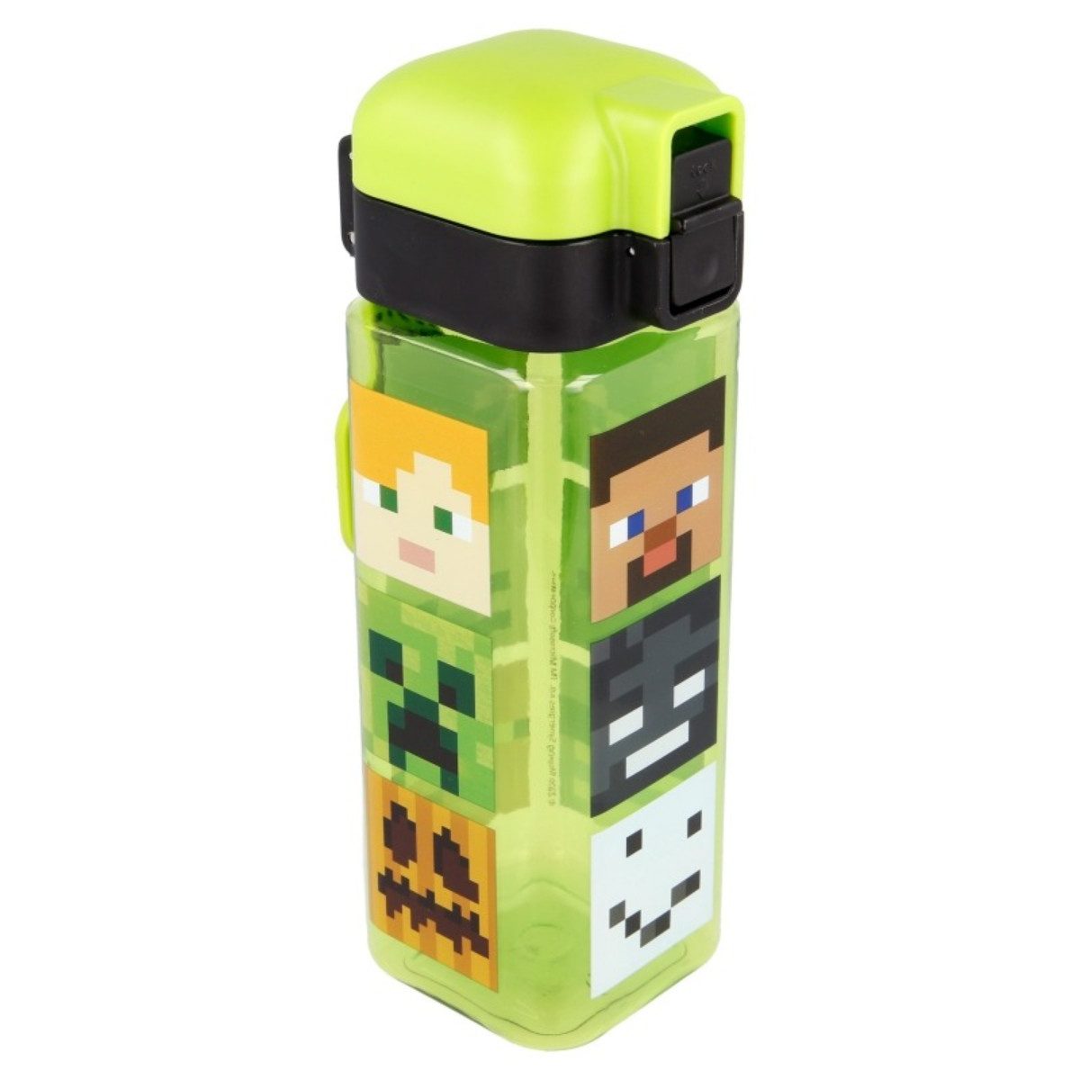 Minecraft Trinkflasche eckig 550 ml Wasserflasche mit Sicherheitsverschluss und Auslaufschutz