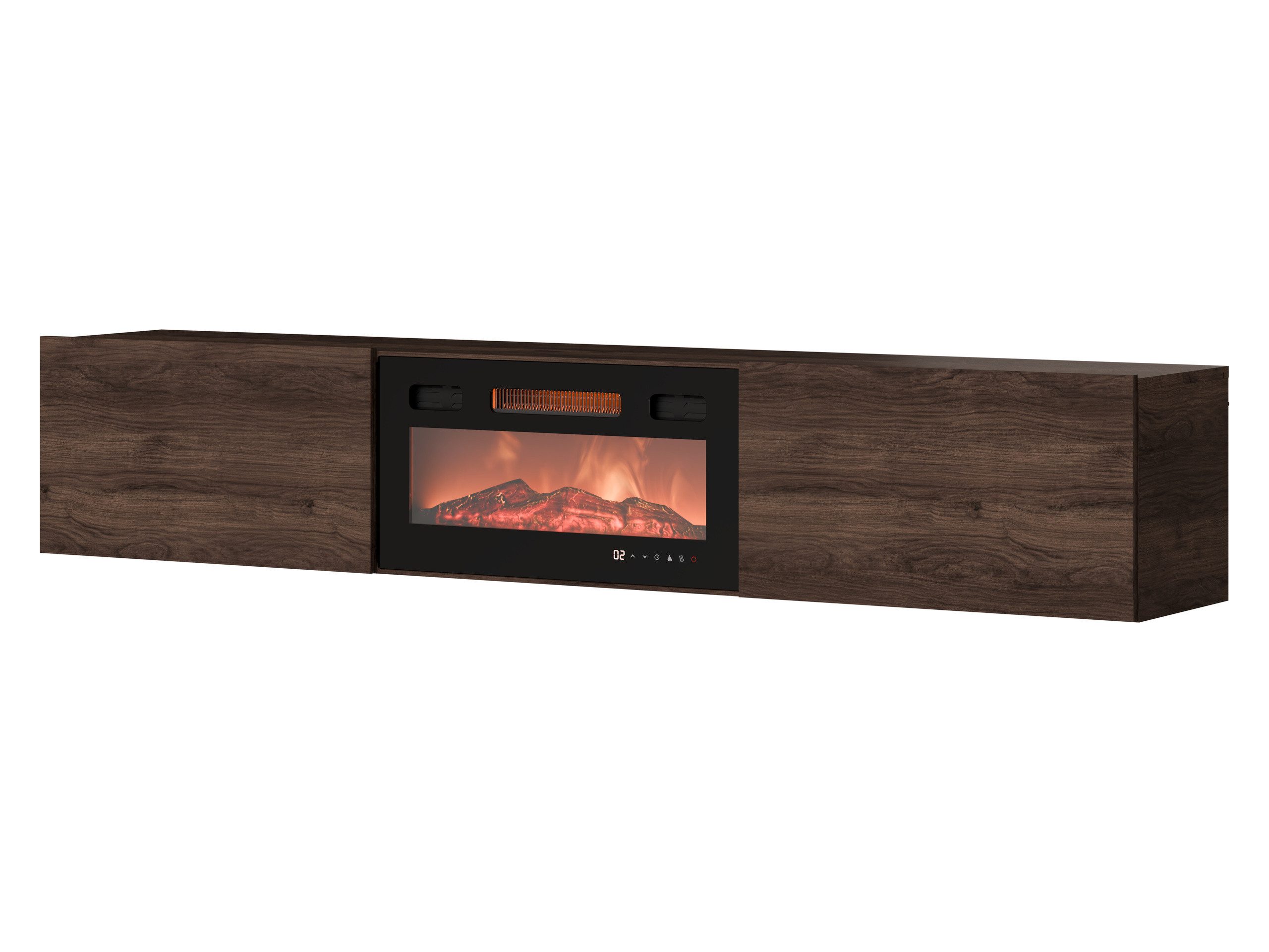 MIRJAN24 TV-Schrank Govi 180 EF mit Kamin (mit zwei Klappen) Realistische LED-Flamme, Heizfunktion, 180x32x33 cm