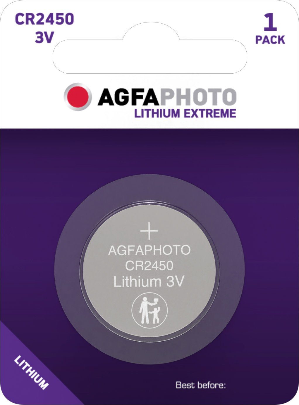 AgfaPhoto Agfaphoto Batterie Lithium, Knopfzelle, CR2450, 3V Extreme, Retail Bl Knopfzelle, (3,0 V)