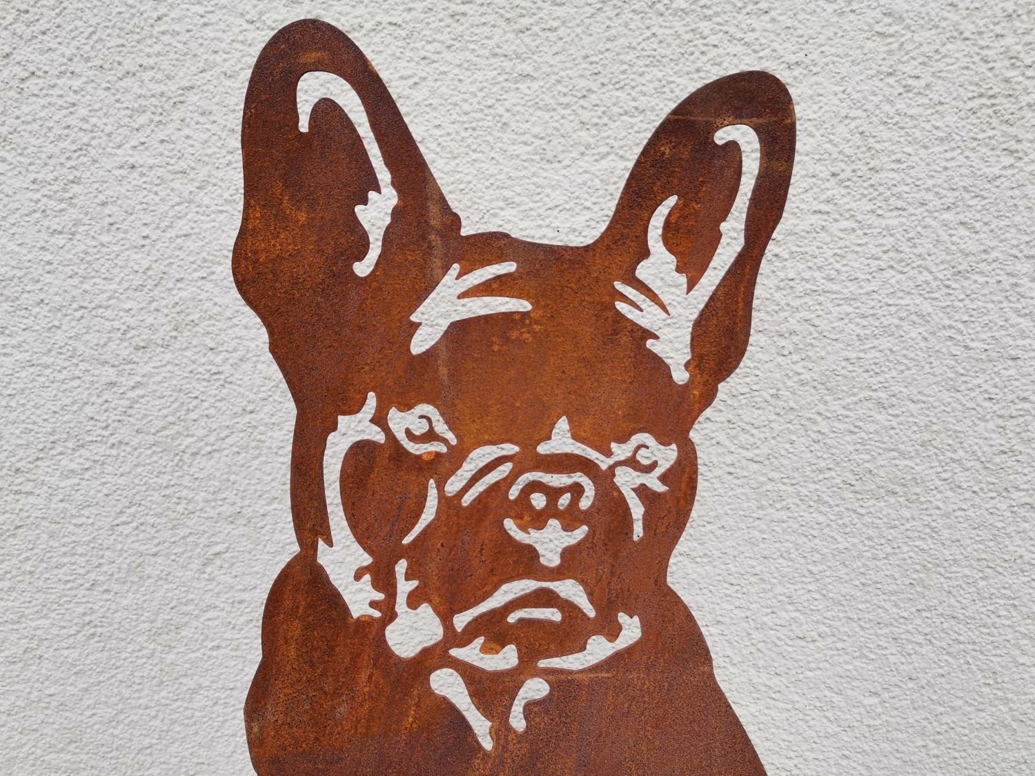 Dewoga Edelrost-Metalldesign Gartenfigur Franz. Edelrost - Bully Bulldogge