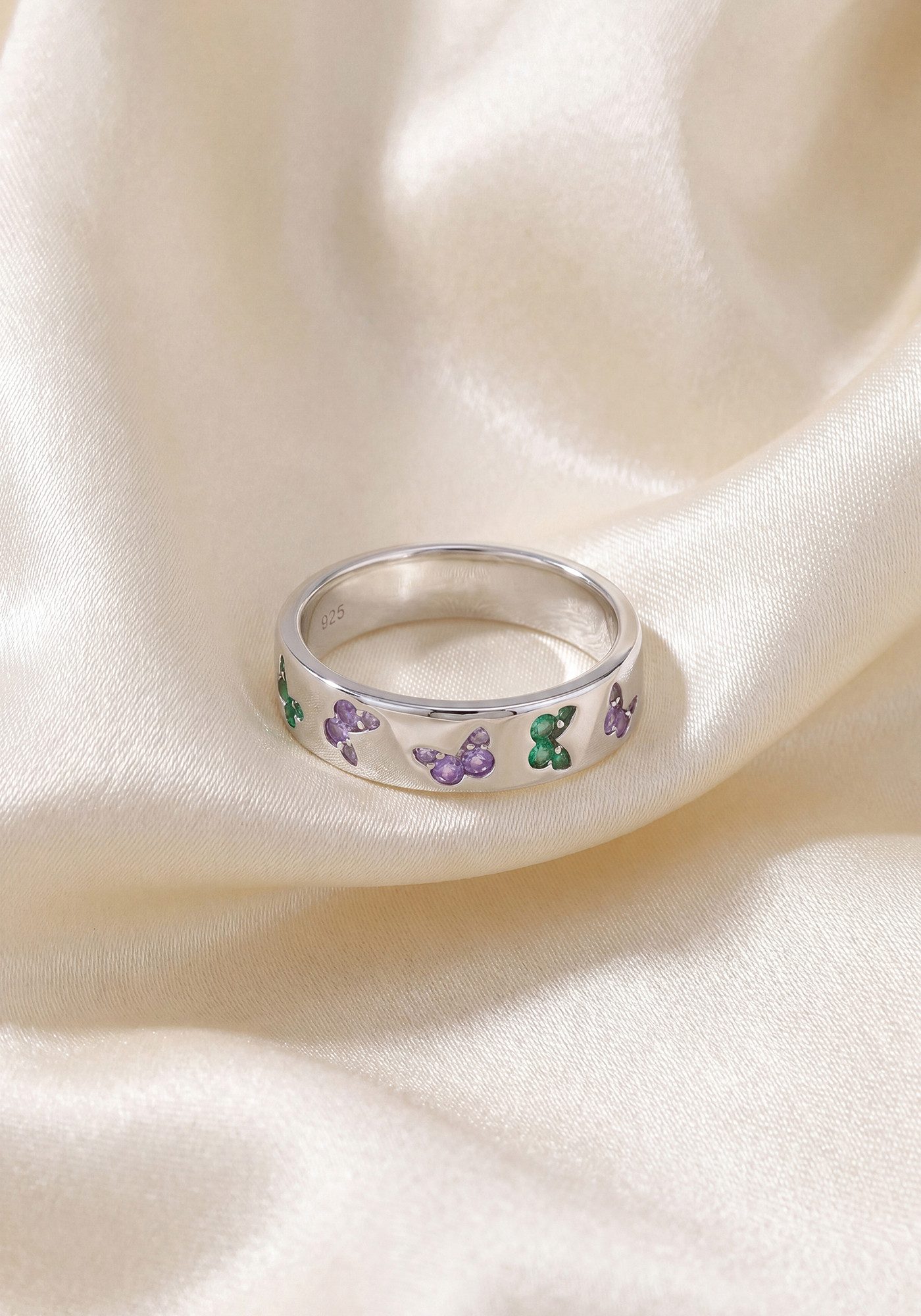 JOBO Silberring Ring Schmetterling, 925 Silber mit 24 Zirkonia