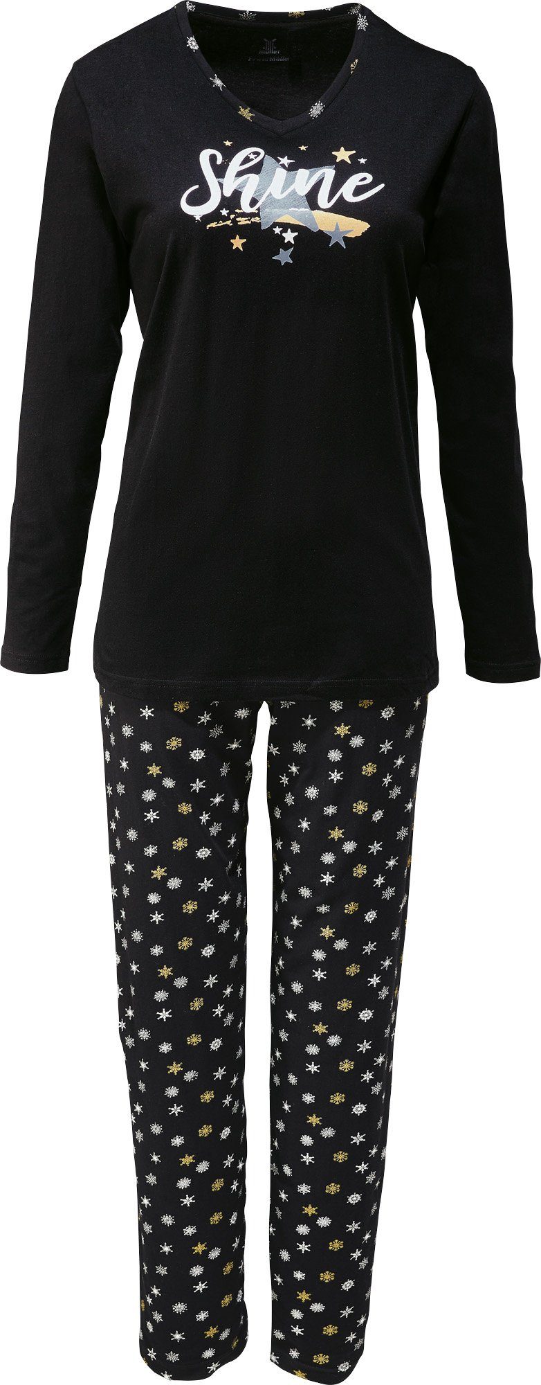 Erwin Müller Pyjama Damen-Schlafanzug Single-Jersey gemustert