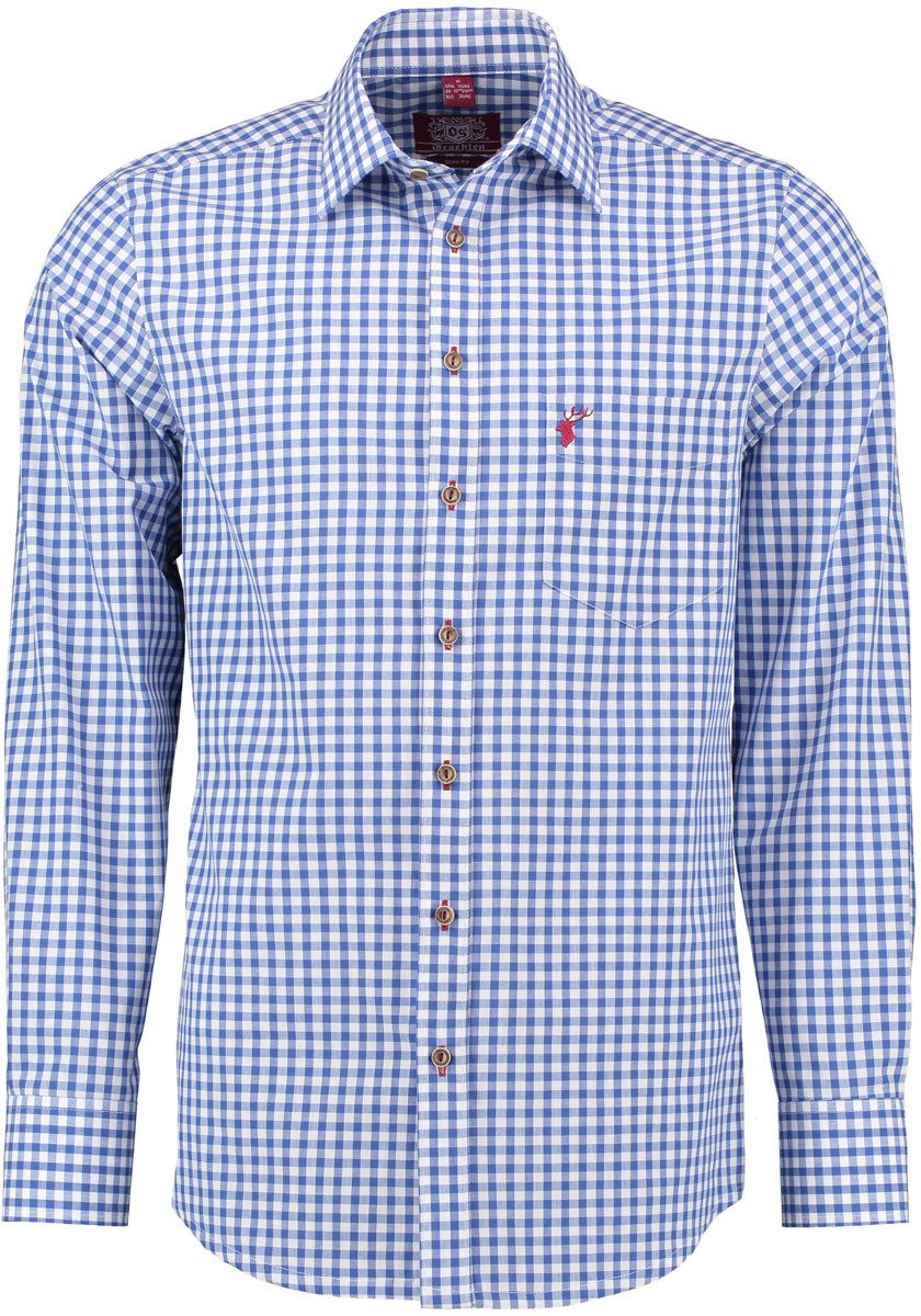 OS Trachten Trachtenhemd Inosip Slim Fit, Haifischkragen, 1/1-Arm, Hirsch-S günstig online kaufen