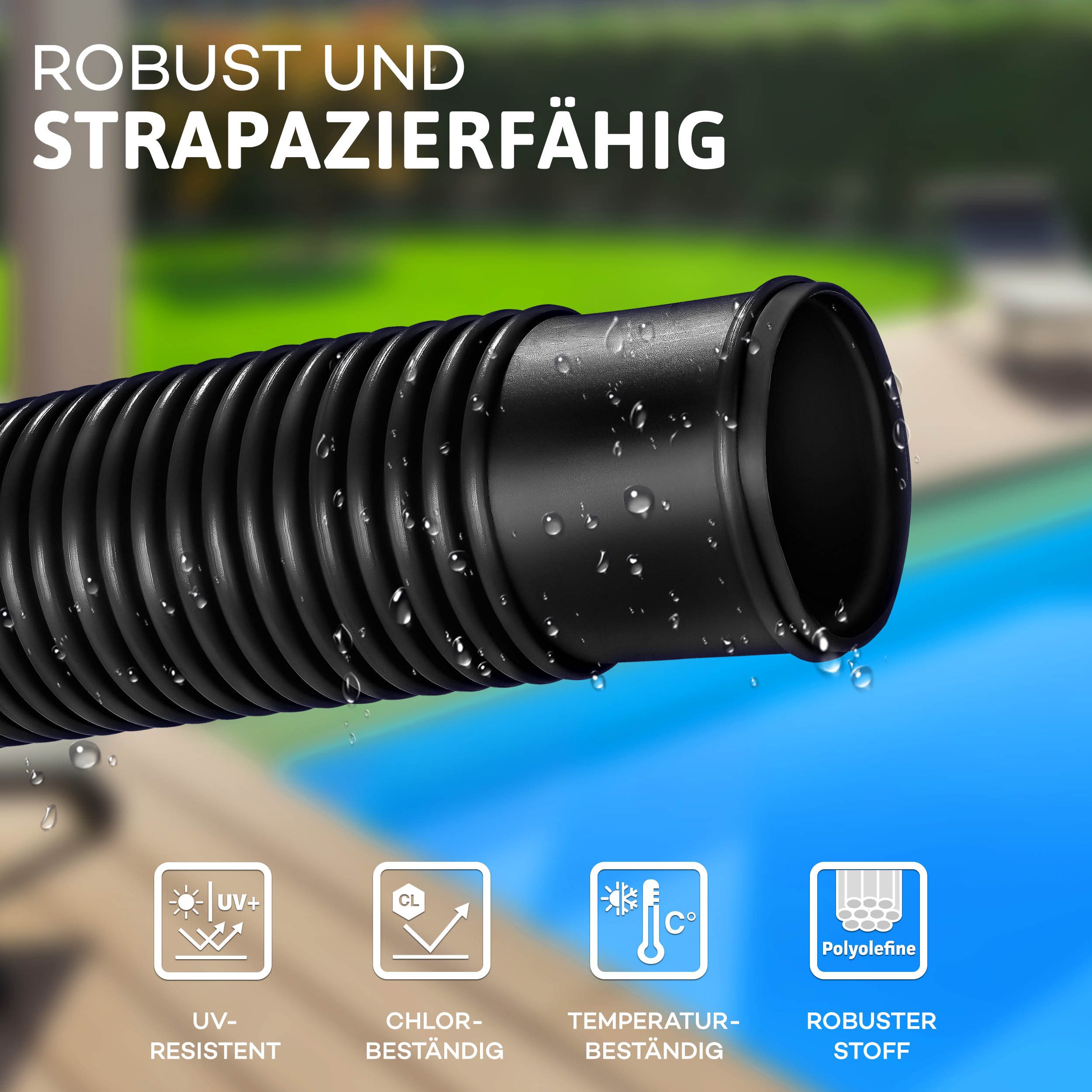 tillvex Poolschlauch Made in Germany, Schwimmbadschlauch mit Muffen, Solarschlauch Pool, Saugschlauch Schwimmbecken, Pumpenschlauch – Bild 4 von 5