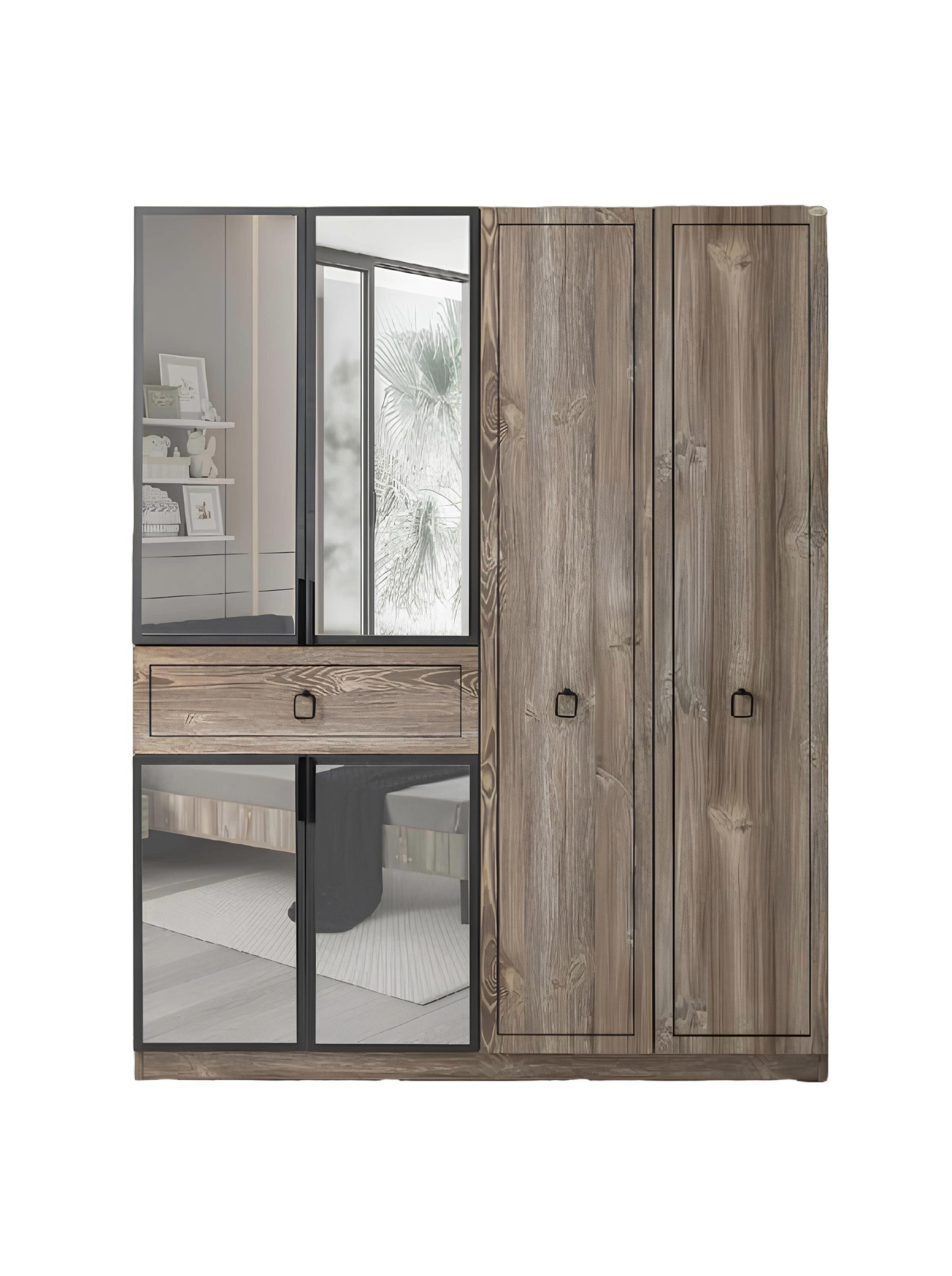JVmoebel Kleiderschrank Spiegel mit Stauraum in Schwarz für moderne Aufbewahrung (1-St., Kleiderschrank) Made in Europa