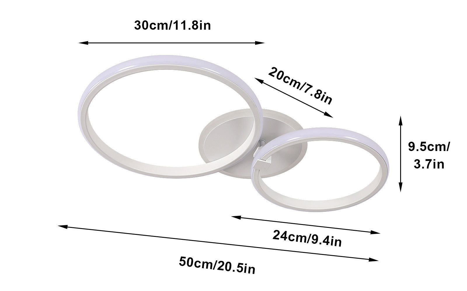 Goeco Deckenleuchte Weiße LED Lampe,Doppelkreis-Design, Acryl, günstig online kaufen
