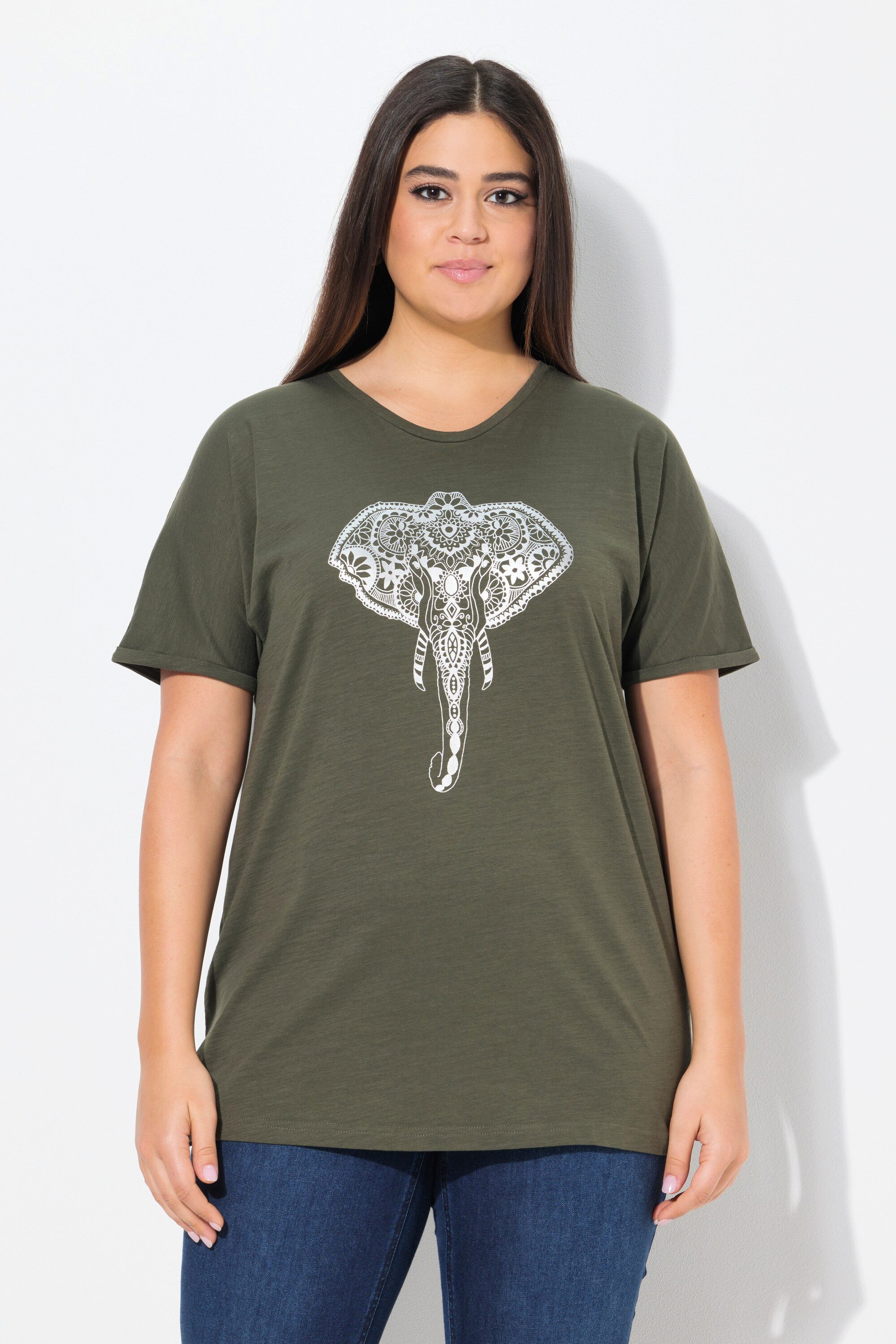 Ulla Popken T-Shirt T-Shirt Tiermotiv Oversized günstig online kaufen