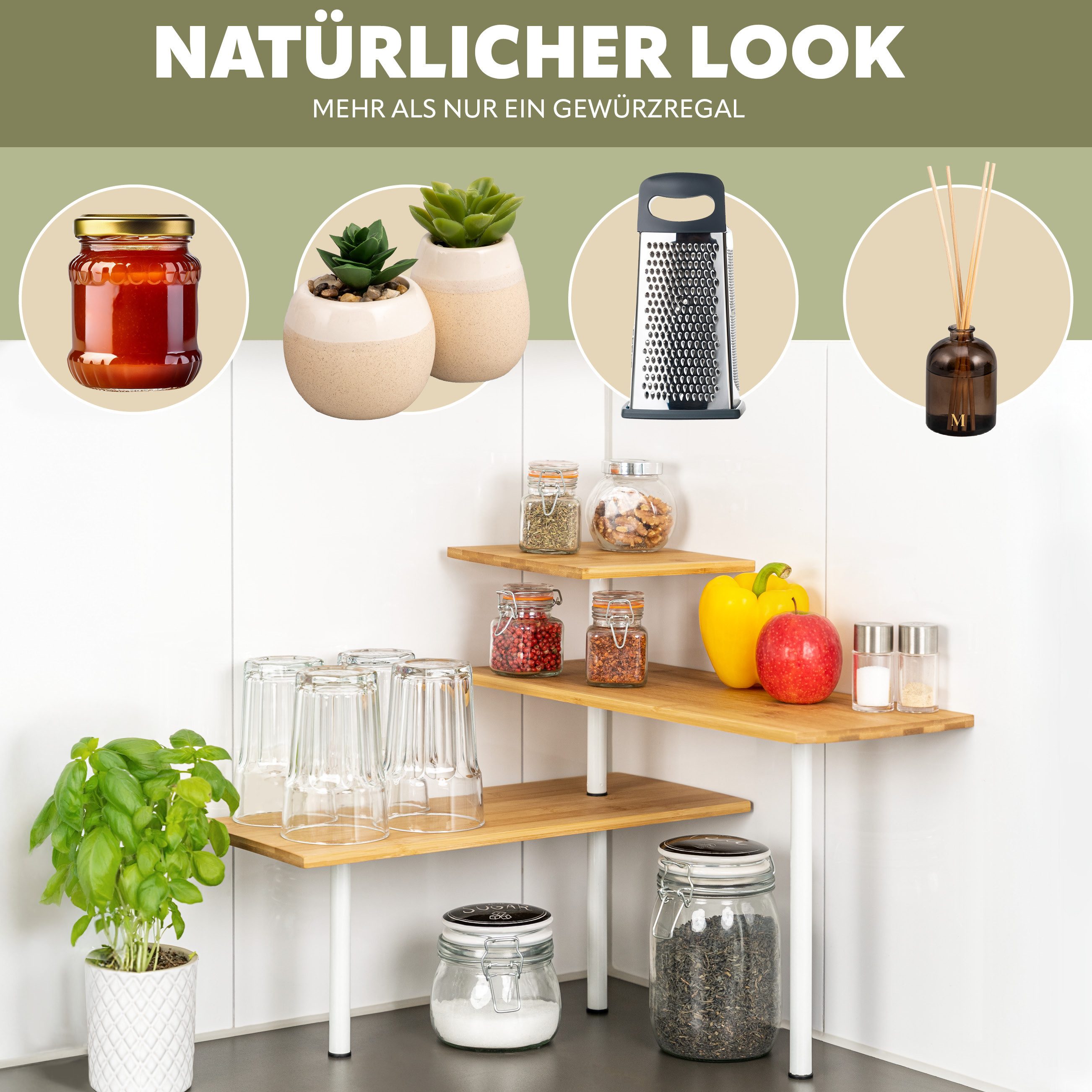 bremermann Küchenregal Bambus-Eckregal, Küchenregal, aus Bambusholz und lac günstig online kaufen