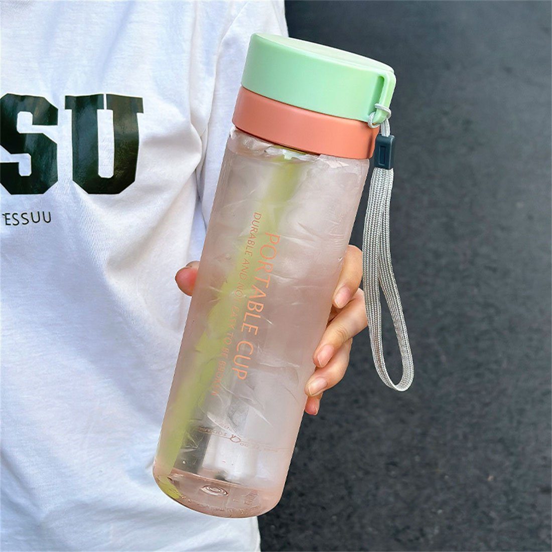 DÖRÖY Trinkflasche Sommer-Sport-Wasserflasche, tragbarer Outdoor-Wasserbecher 800ml grün | Trinkflaschen