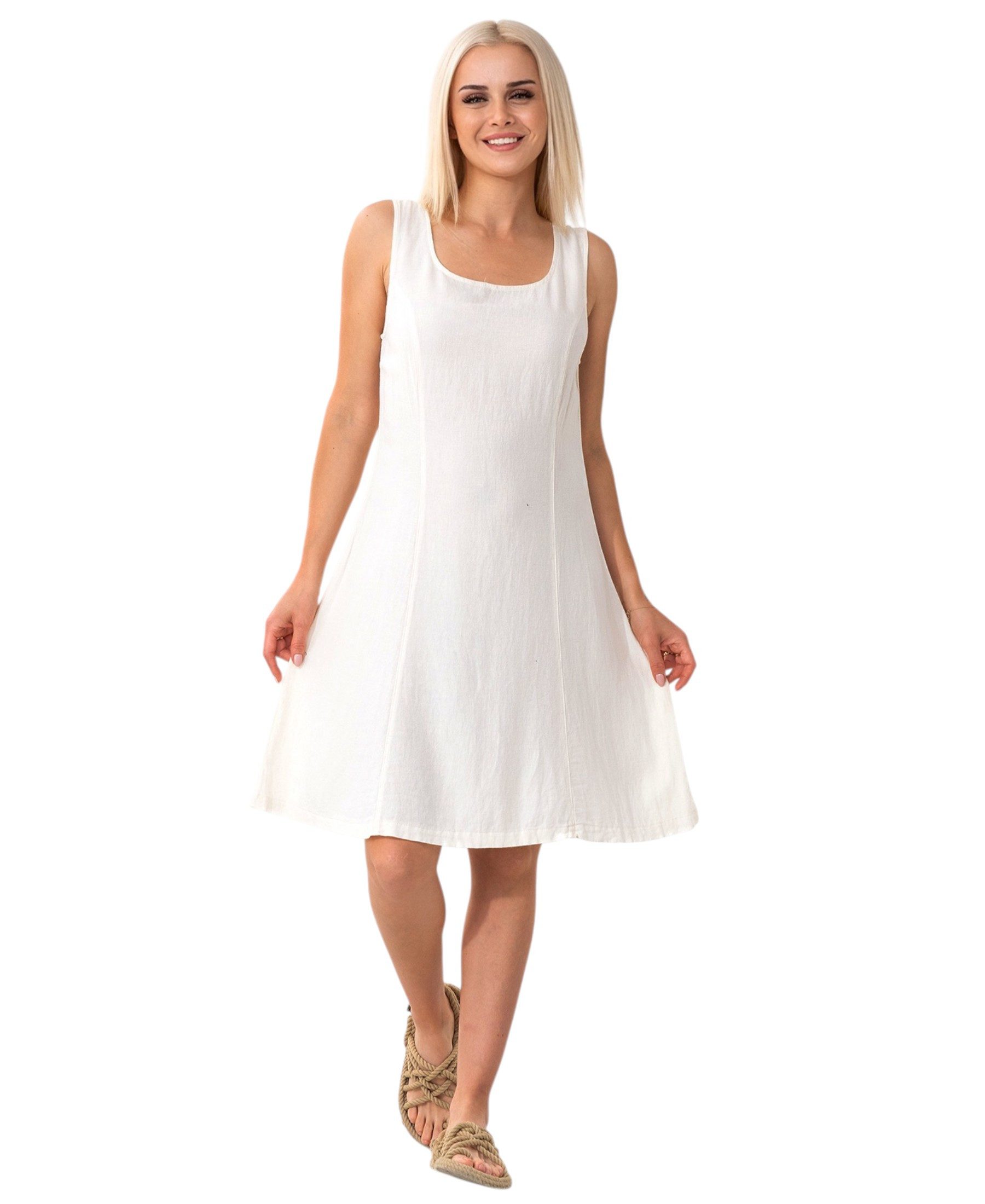 WENOR Sommerkleid mit Bindegürtel hinten Leinenmix günstig online kaufen