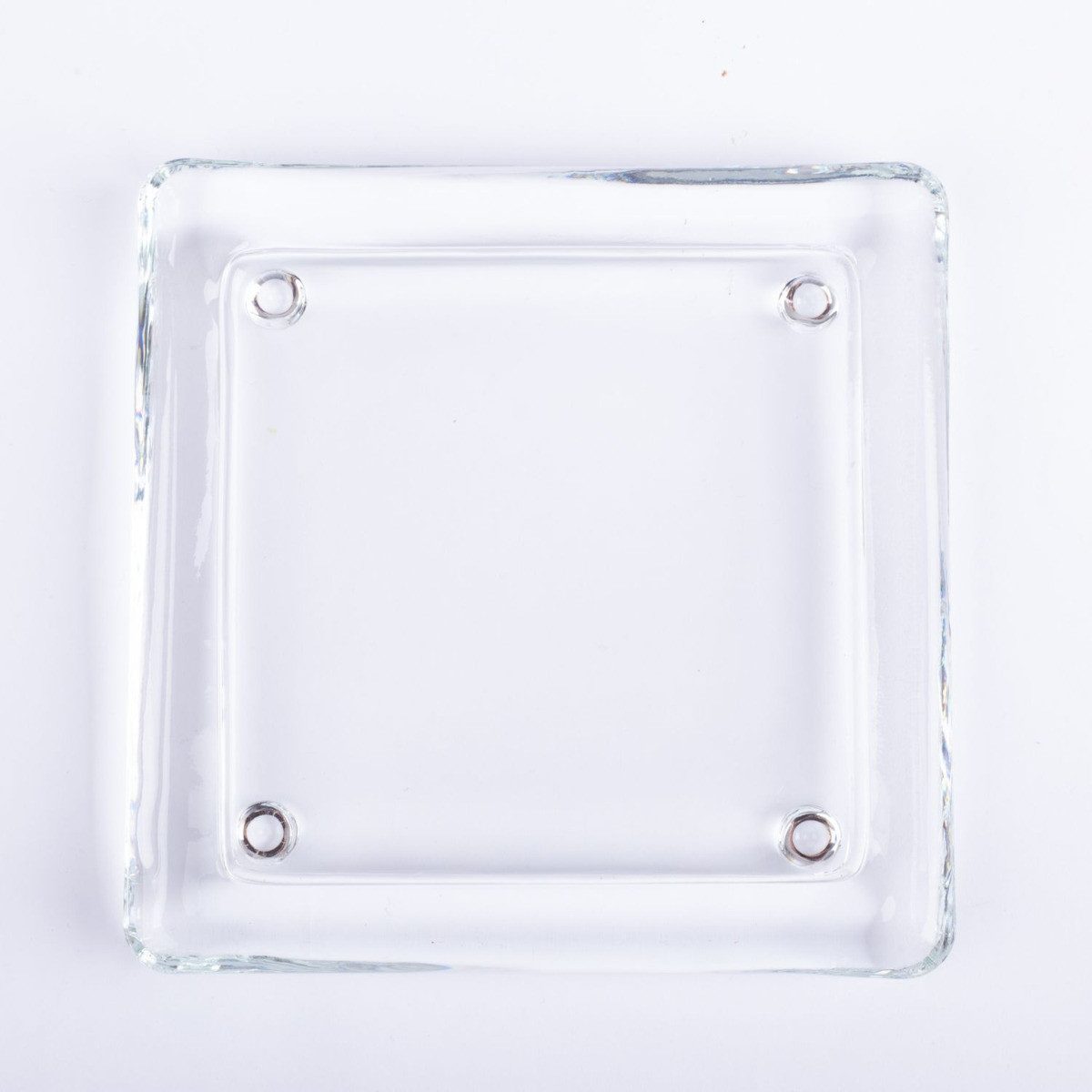 INNA-Glas Glasuntersetzer Eckiger Kerzenuntersetzer VINCENTIA aus Glas, klar, 13,6x13,6 cm