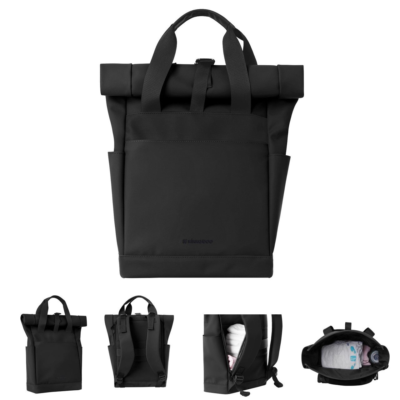 Kikkaboo Wickeltasche Wickeltasche Cerise Rucksack (1-tlg), Reißverschluss wasserfest Wickelunterlage