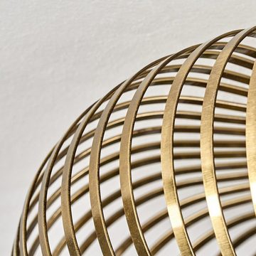 hofstein Deckenleuchte runde Deckenlampe aus Metall in Messingfarben-Antik, ohne Leuchtmittel, mit Lichteffekt durch Gitter-Optik, Ø 40,5cm, E27-Fassung.