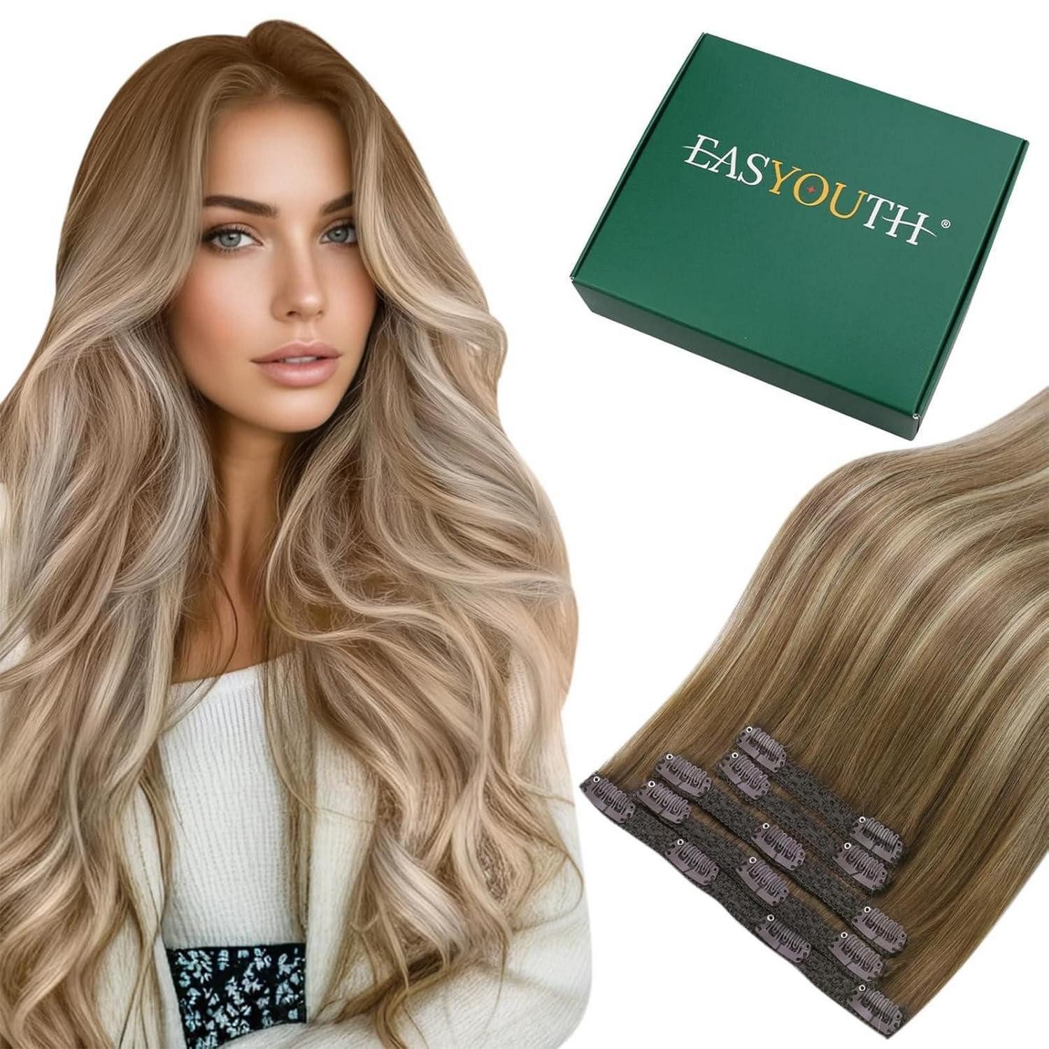 Echthaar-Extension Extensions Echthaar Clip Remy Ombre 50cm 5pcs 1-8 cp #3 8 22