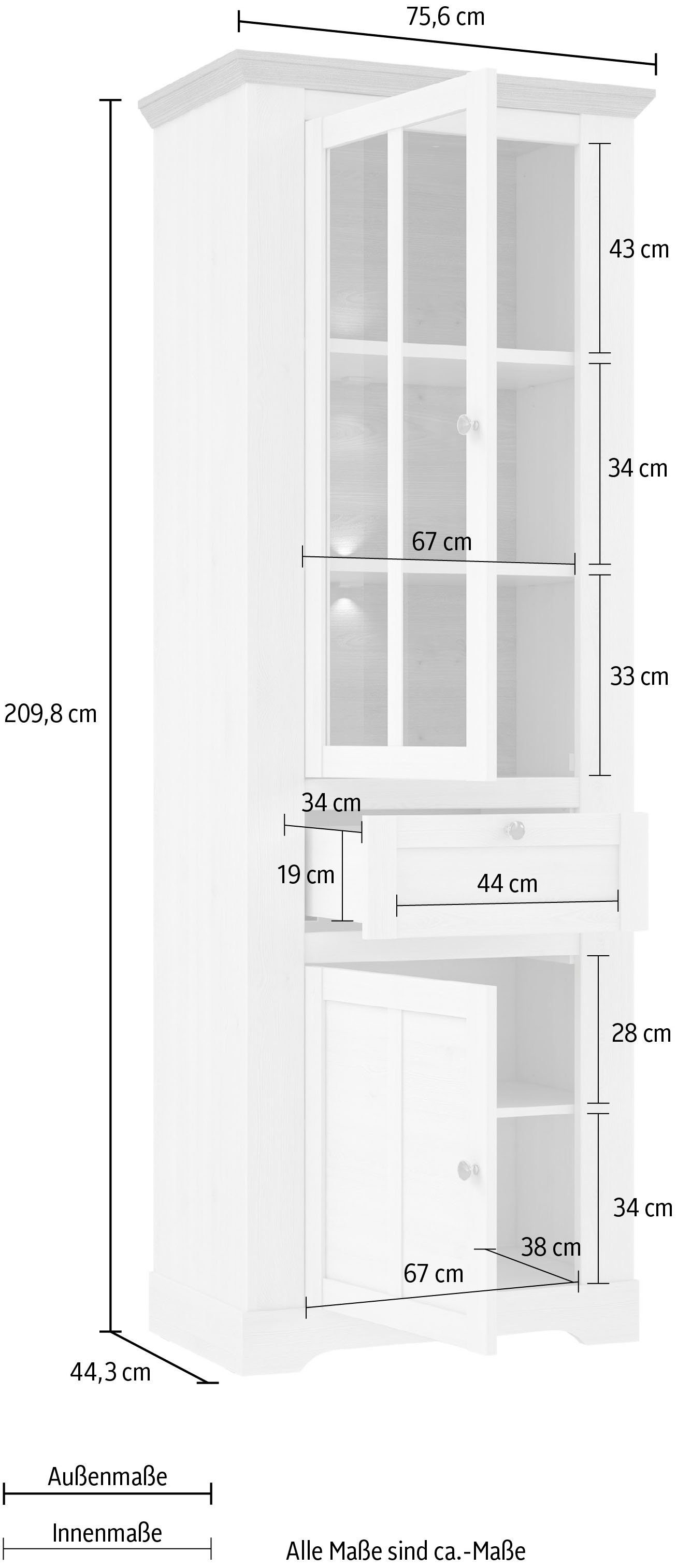 Höhe 209 Vitrine FORTE ca. Iloppa cm