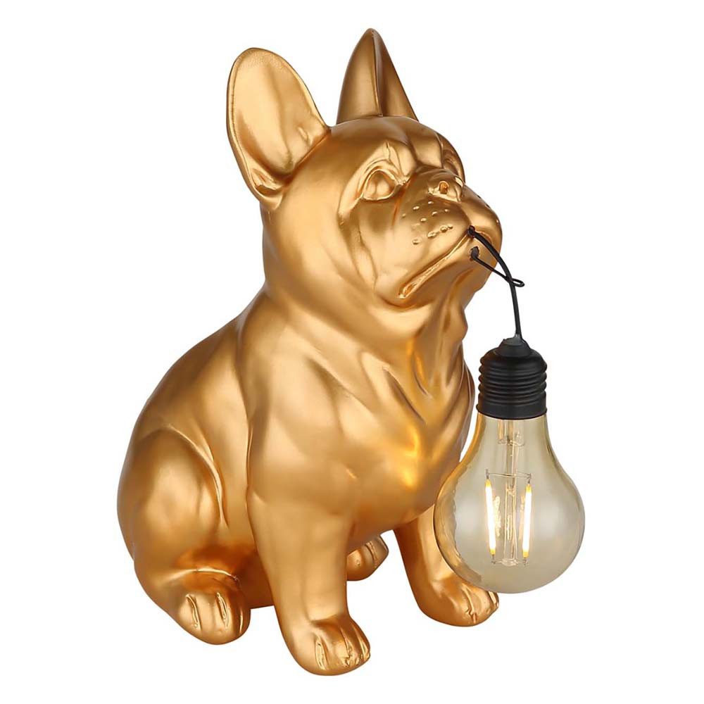 GLOBO LIGHTING LED Solarleuchte, LED-Leuchtmittel fest verbaut, Warmweiß, LED Solarleuchte Solarlampe Außenleuchte goldfarben matt Hund H 23,5cm