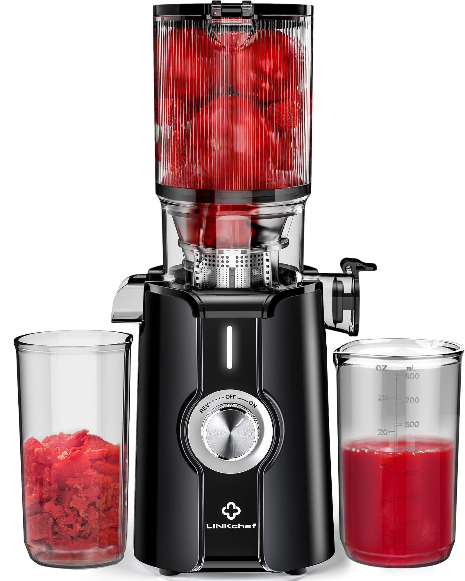Azmsary Slow Juicer Entsafter mit 115mm Einfüllung, Eisfrei & 3-Sek. Reinigung, 200 W