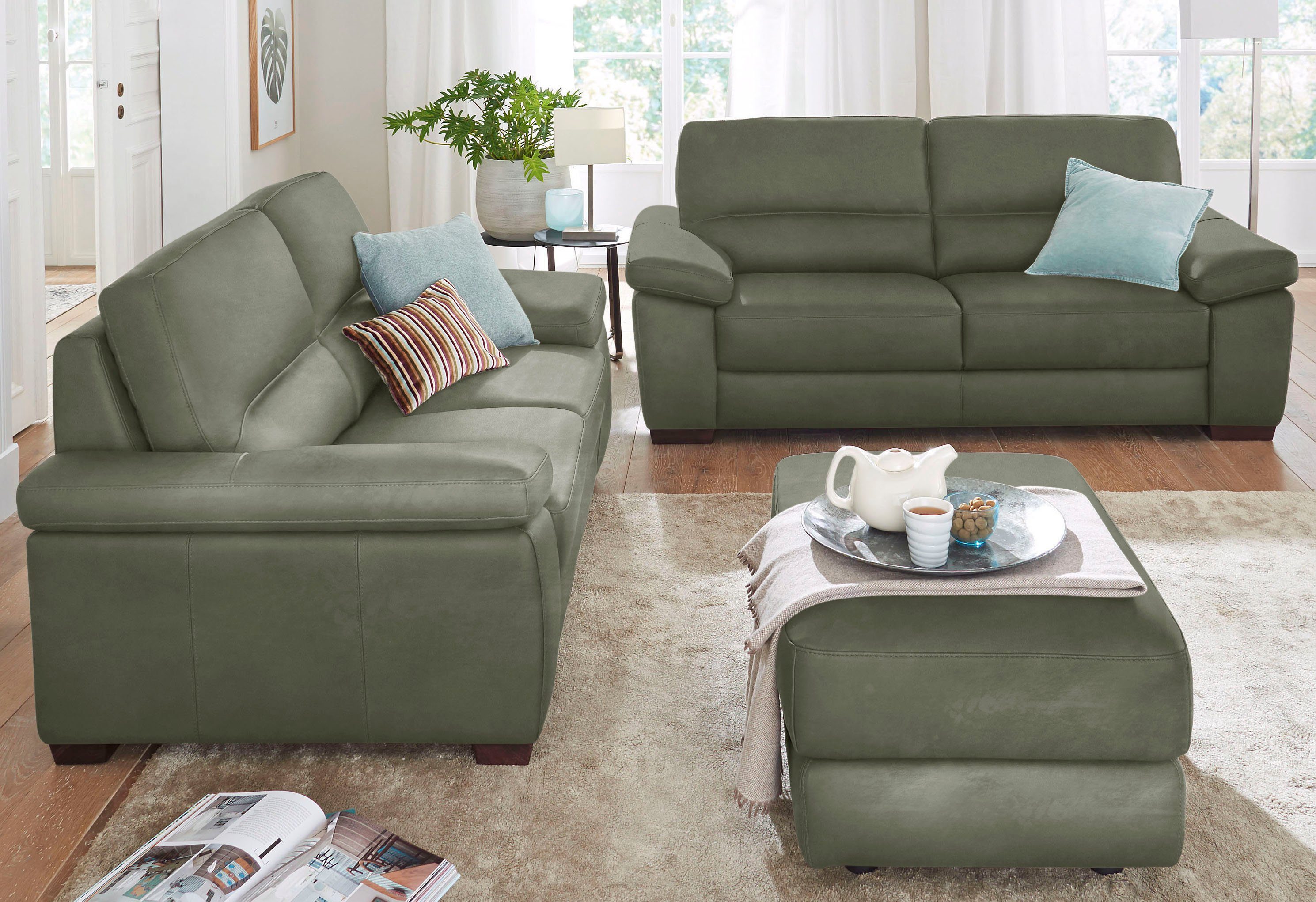 CALIA ITALIA Polstergarnitur Gaia, (Set, 2-tlg), Garnitur bestehend aus 2-Sitzer und 3-Sitzer, mit Luxus-Microfaser green | Couchgarnituren