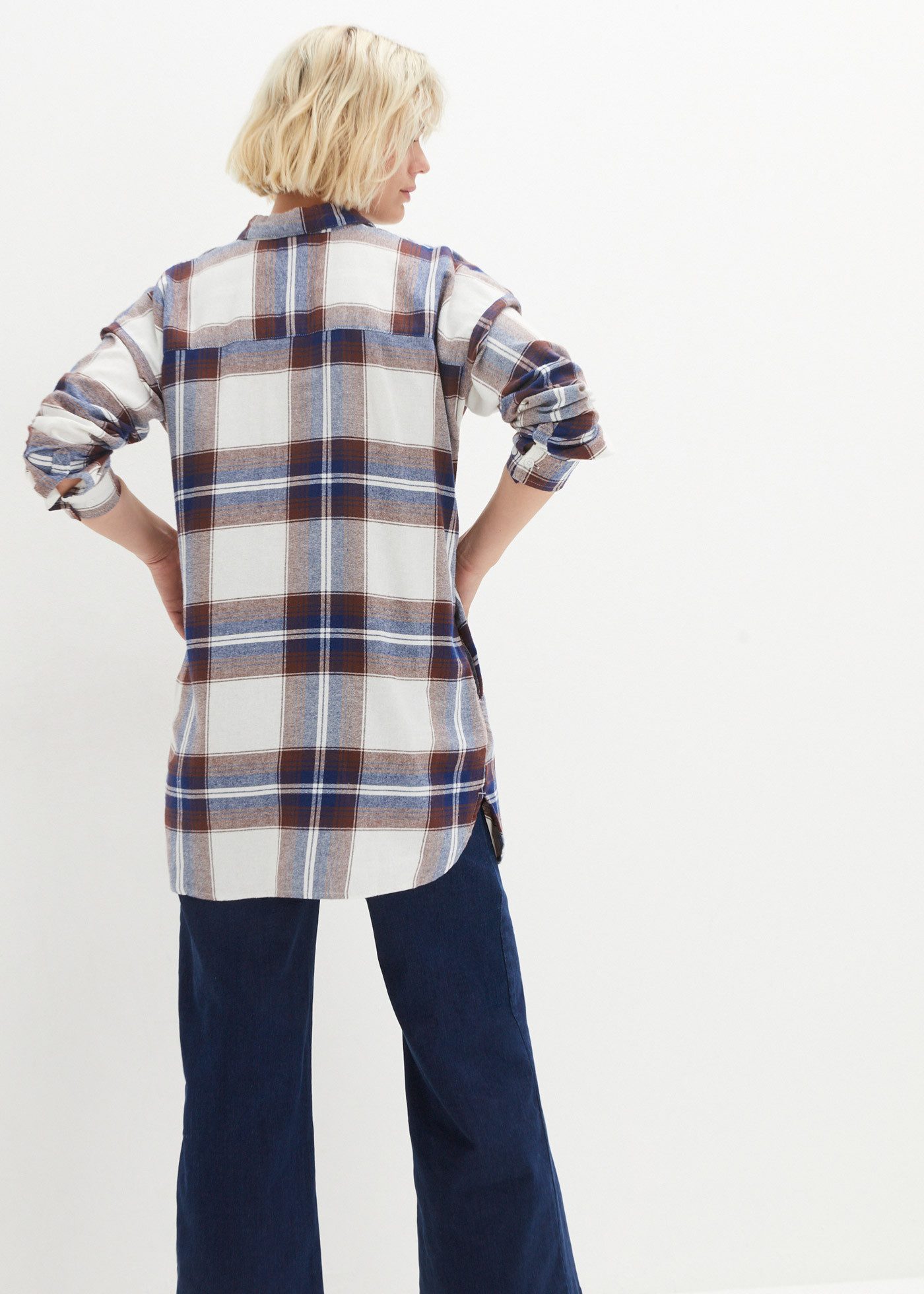 bonprix Flanellhemd Oversize Passform, aus Baumwolle, kariertes Muster günstig online kaufen