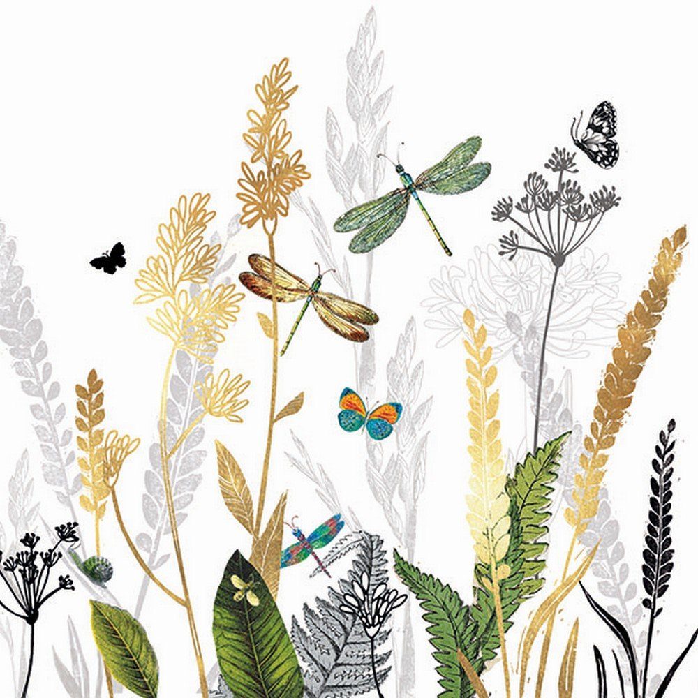 Ambiente Luxury Paper Products Papierserviette 20 Servietten Ornamental Flowers white 33x33cm, (20 St)