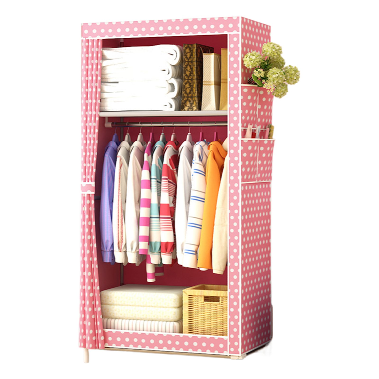 Jumpeak Stoffschrank stoff kleiderschrank,mit Überzug aus Vliesstoff,Kleiderstange Länge70*Breite45*Höhe160cm,Mehrere Farben,Oberer und unterer Stauraum