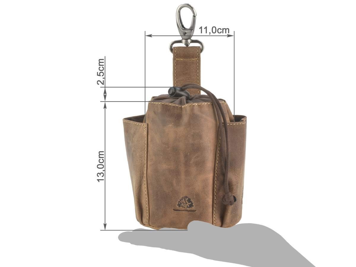 Thumbnail - Greenburry Leckerlibeutel "Vintage" Leder, Futterbeutel Hunde und Pferde, Gürtelschlaufe und Karabiner