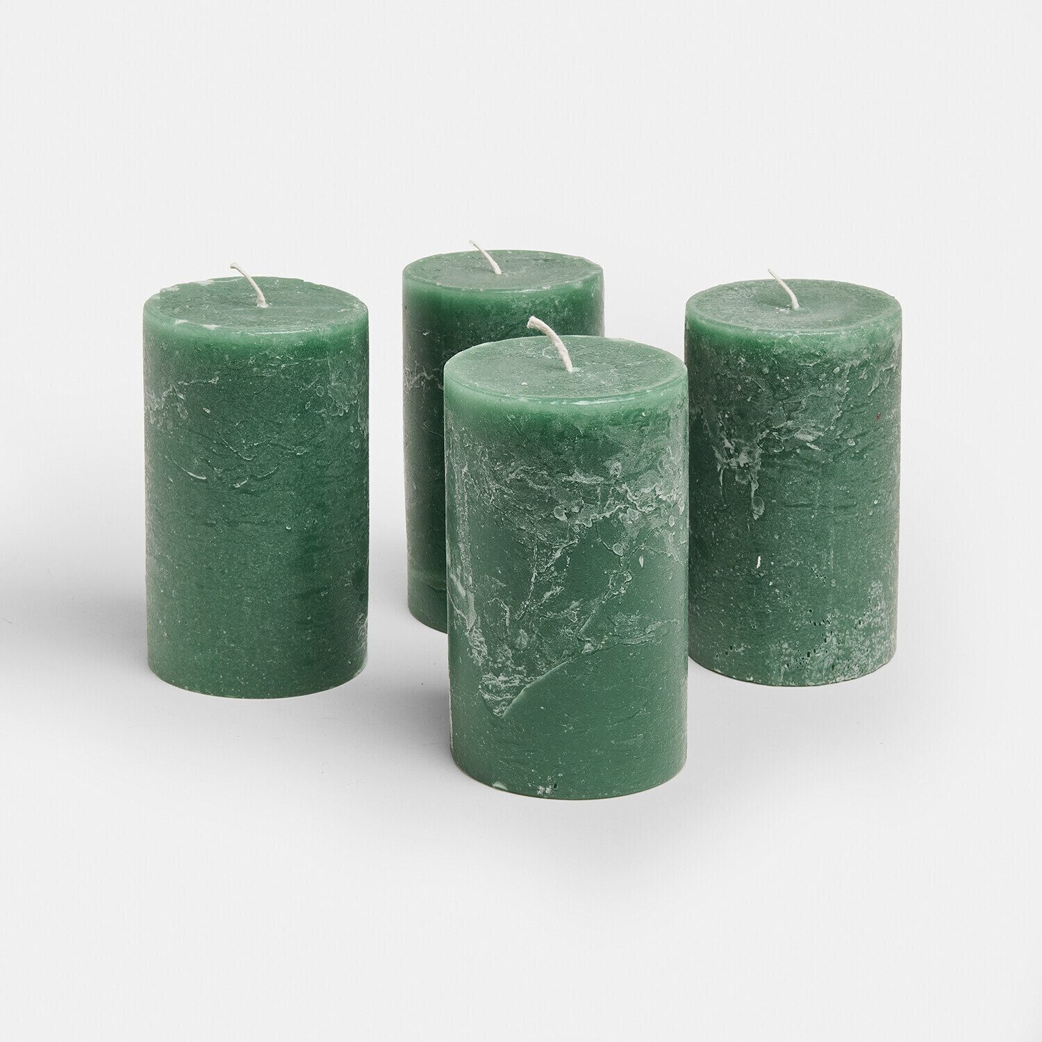 Mirabeau Stumpenkerze Kerze 4er Set Braga dunkelgrün (4er Set, 4er Set)