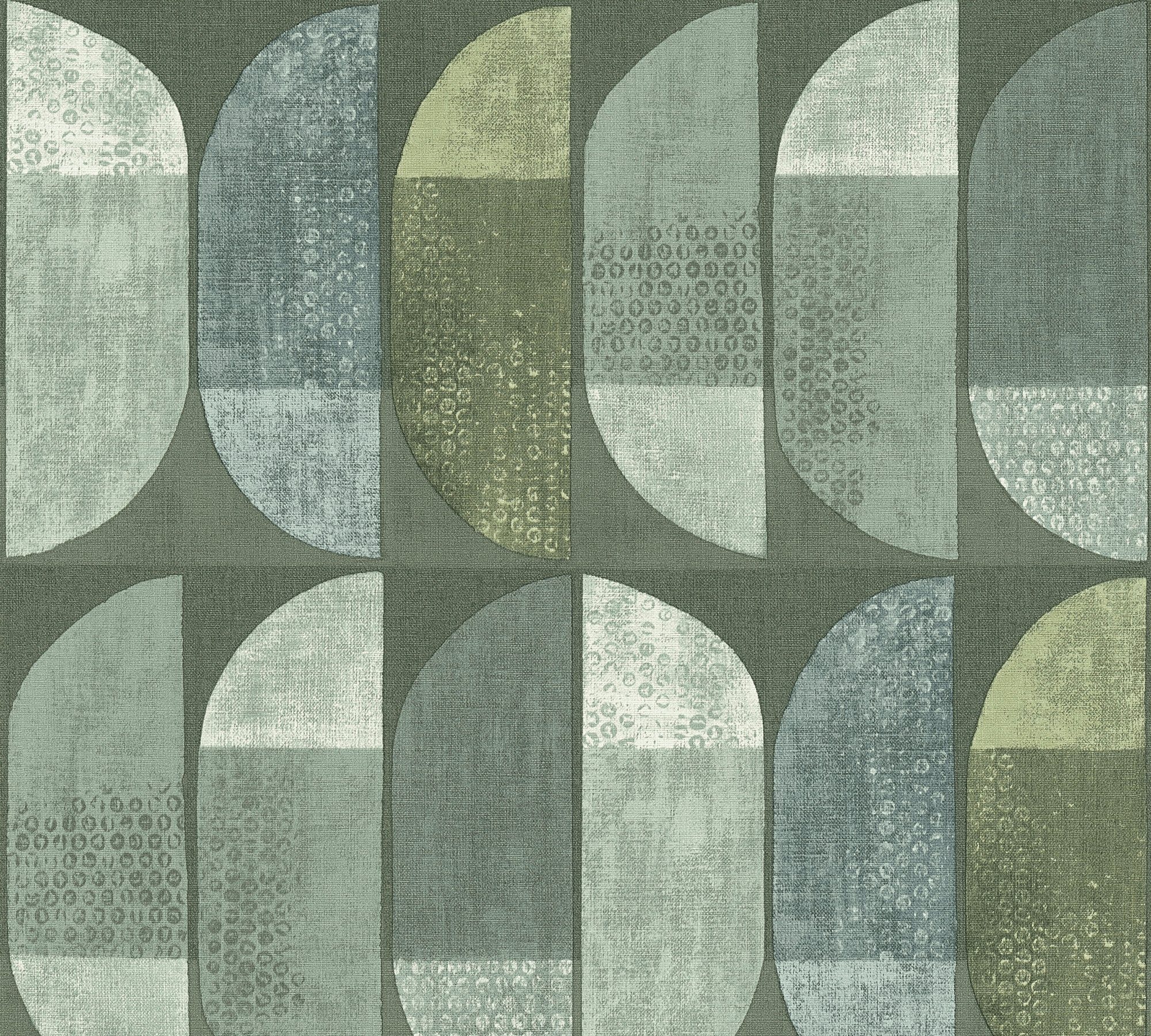 A.S. Création Tapete Moderne Geometrisch mehrfarbig, strukturiert, Geo Vliestapete dunkelgrün/hellgrün Nordic
