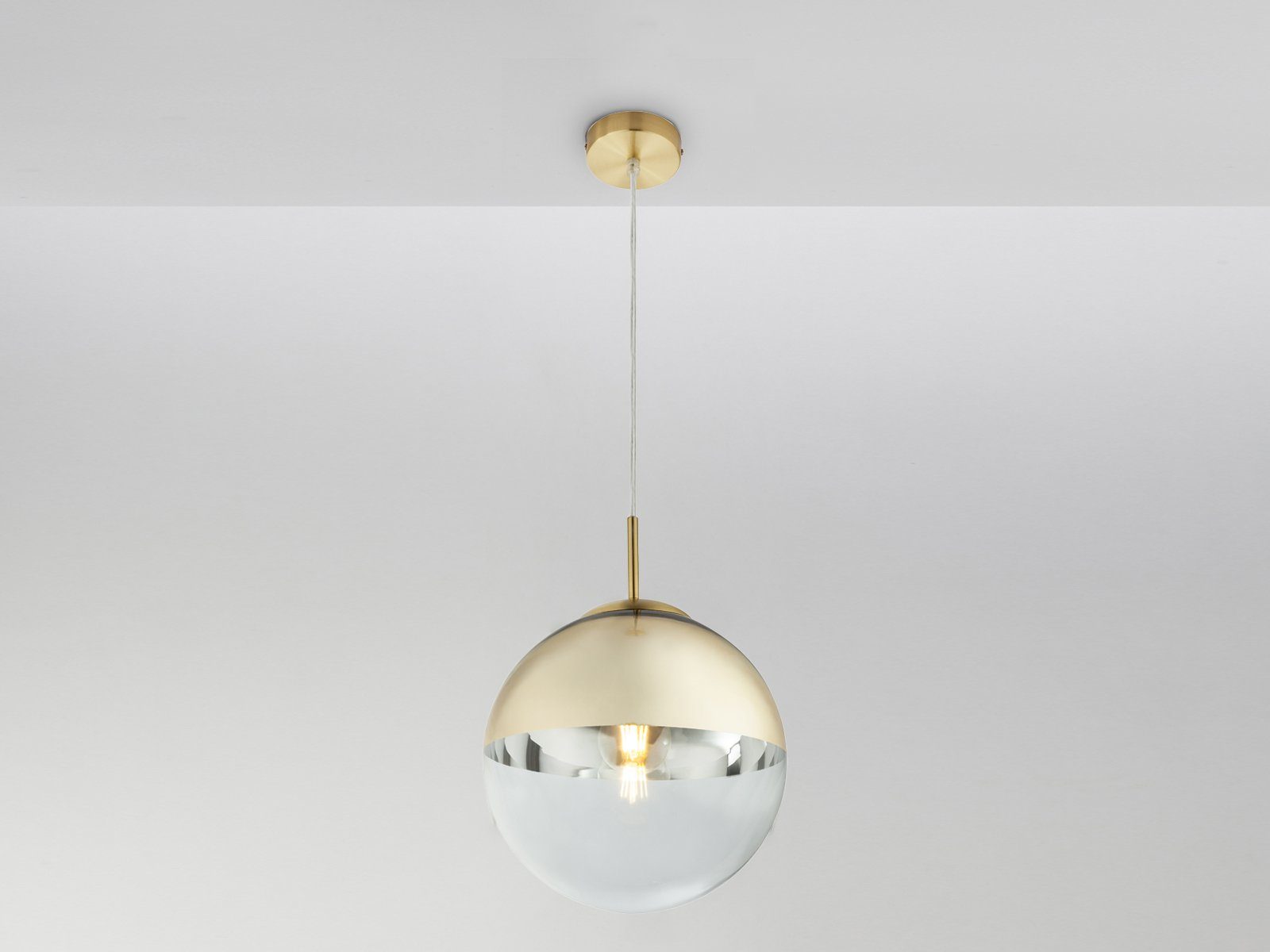 GLOBO LIGHTING LED Pendelleuchte, LED wechselbar, warmweiß, ausgefallene Glaskugel hängend für über-n Esstisch & Kücheninsel Ø25cm