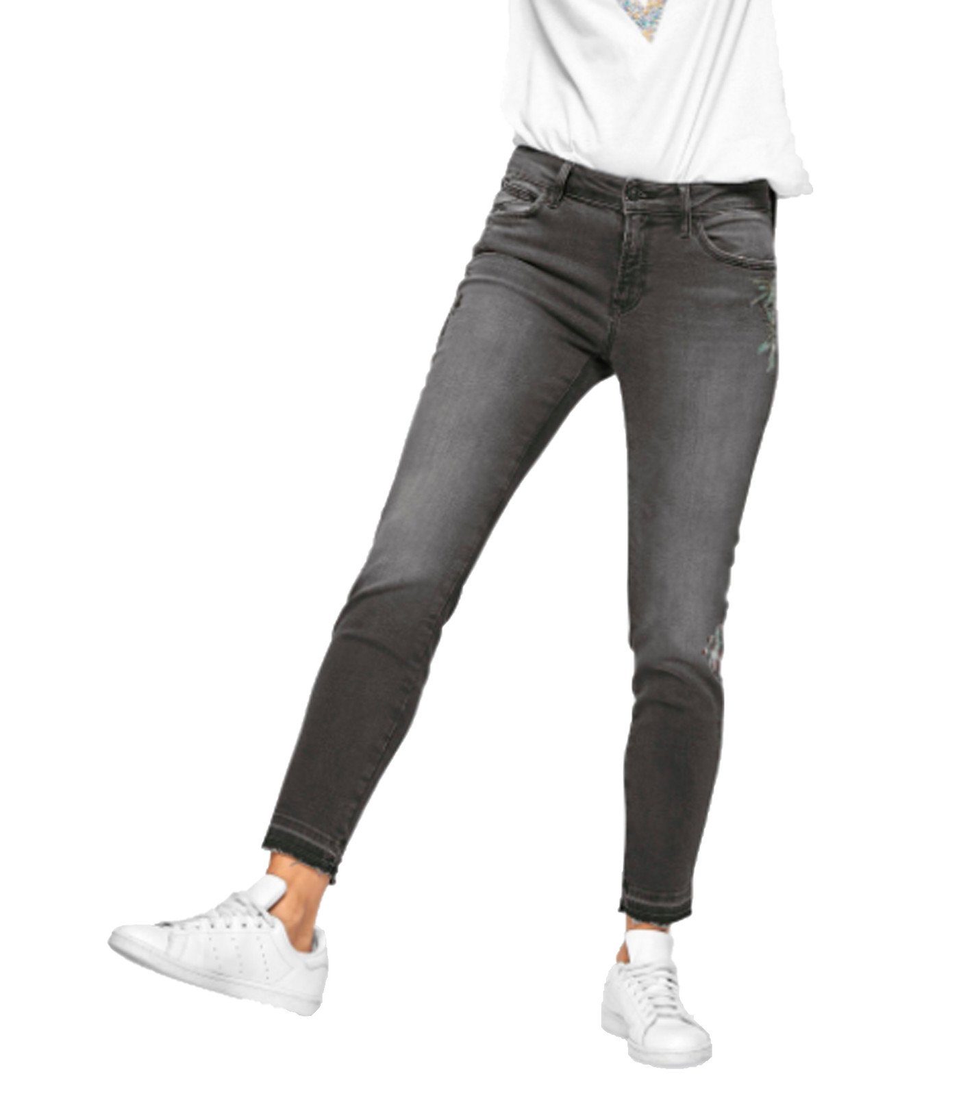 Mavi Regular-fit-Jeans mavi Adriana Ankle-Jeans angesagte Damen Low Rise  Hose Trend-Hose Grau