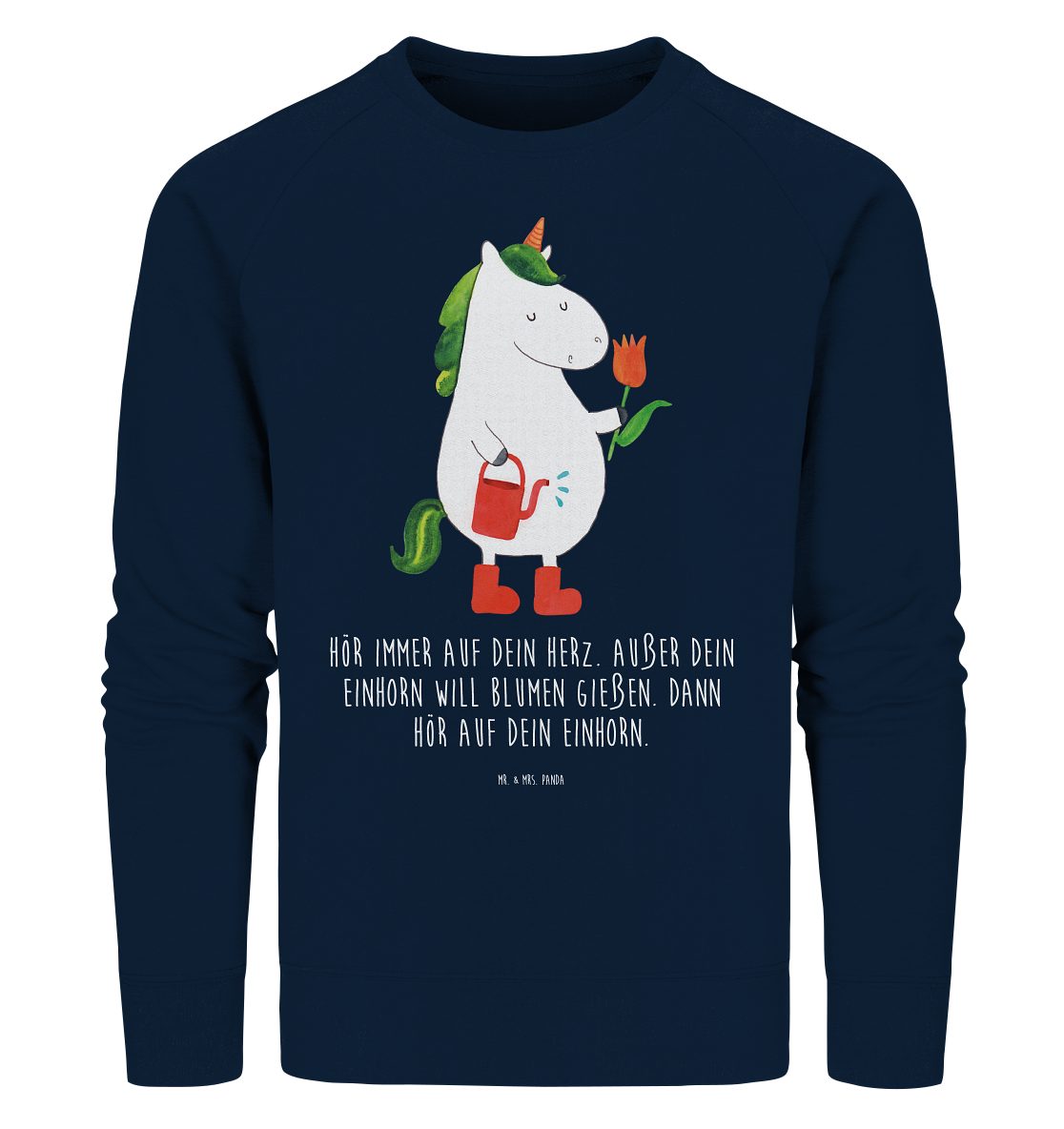 Longpullover Einhorn Gärtner Größe L - French Navy - Geschenk, Pullover, Einhörner