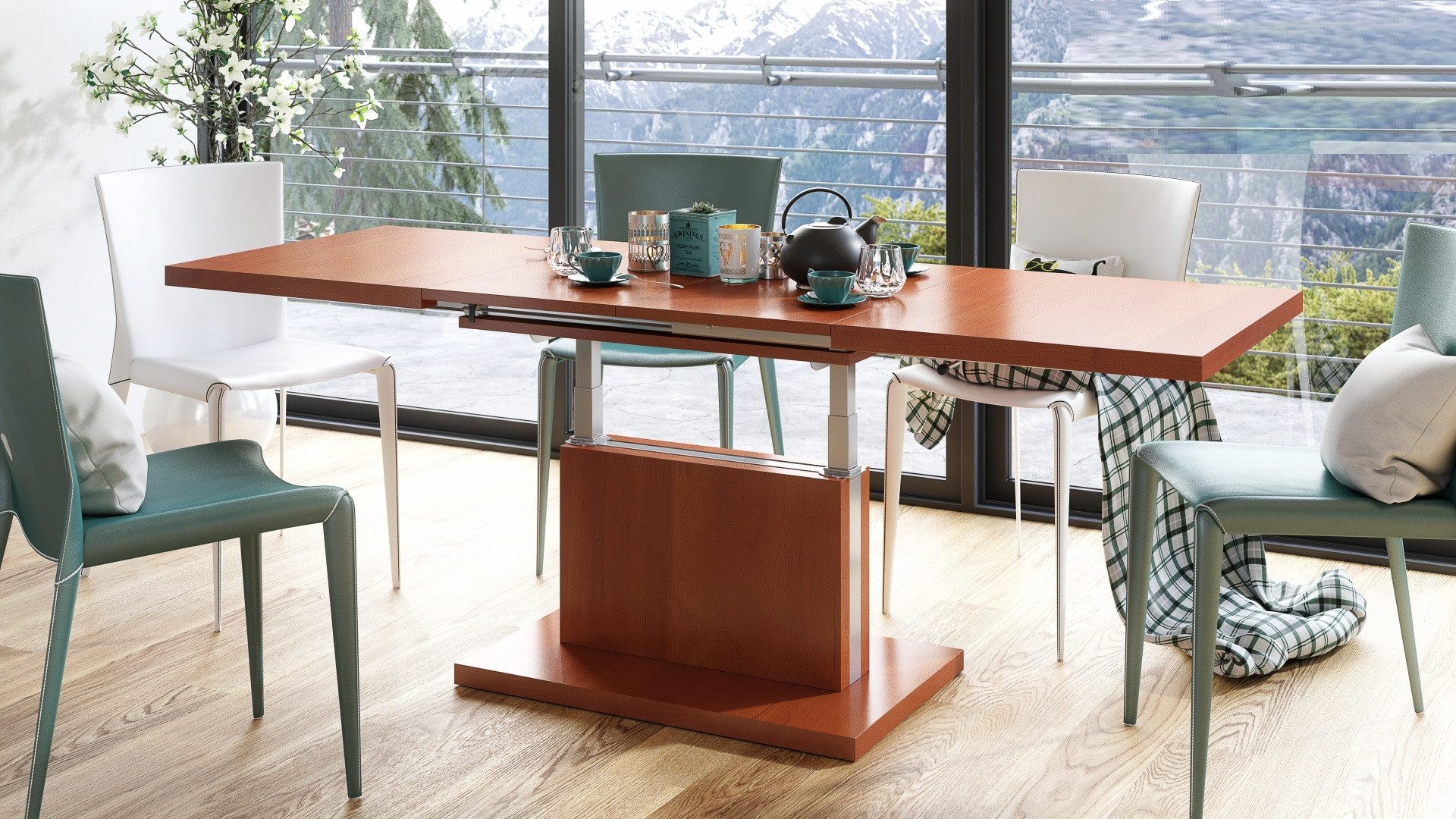 Mazzoni Couchtisch Aston Kirschbaum stufenlos höhenverstellbar günstig online kaufen