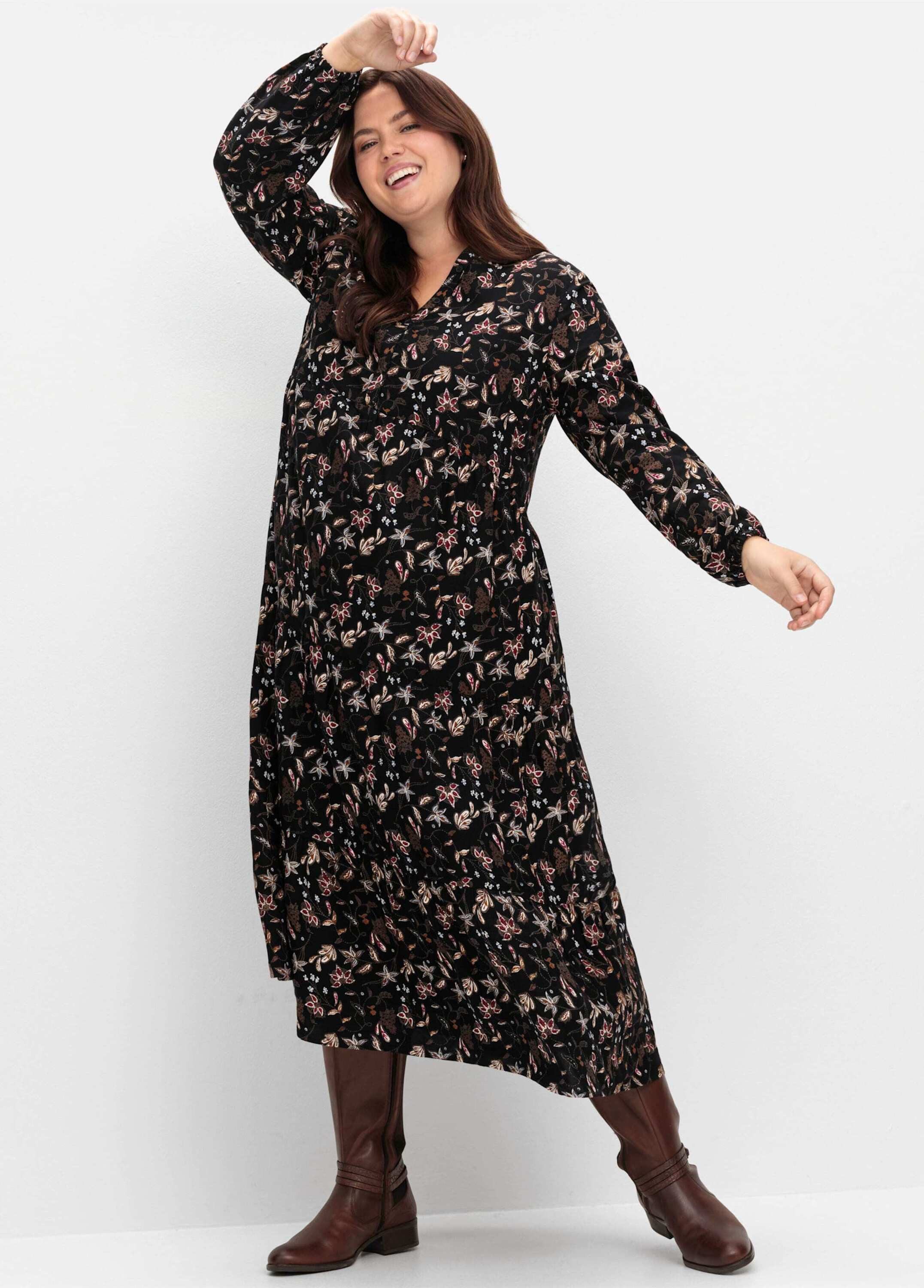 Etuikleid Druckkleid Langarm