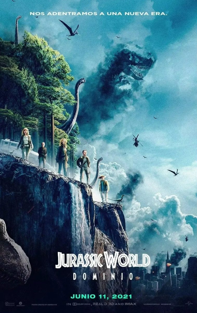 TPFLiving Kunstdruck (OHNE RAHMEN) Poster - Leinwand - Wandbild, Jurassic World Dominion Moderne Dinosaurier Filmdrucke auf Leinwand (Leinwandbild XXL), Farben: Schwarz, Gelb, Blau, Weiß, Orange, Rot -Größe: 20x30cm