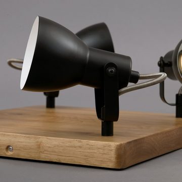 Briloner Leuchten LED Deckenspots 2902-045, schwenkbar, retro, Holz, ohne Leuchtmittel, Warmweiß, Deckenlampe, 28x28x13,5cm, Schwarz, max.35W, GU10, Wohnzimmer, Flur